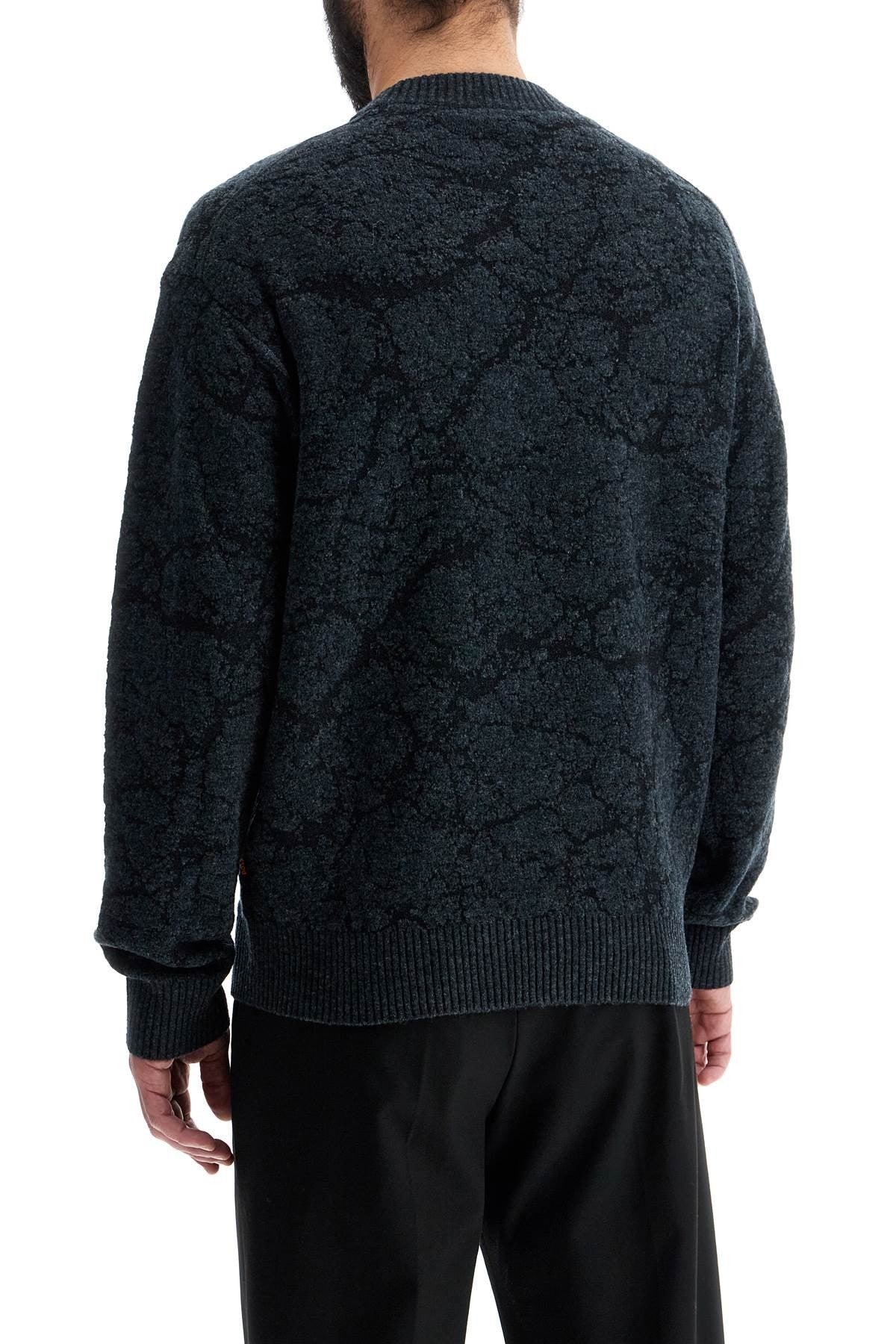 men's black wool sweater with wide neck regular fit