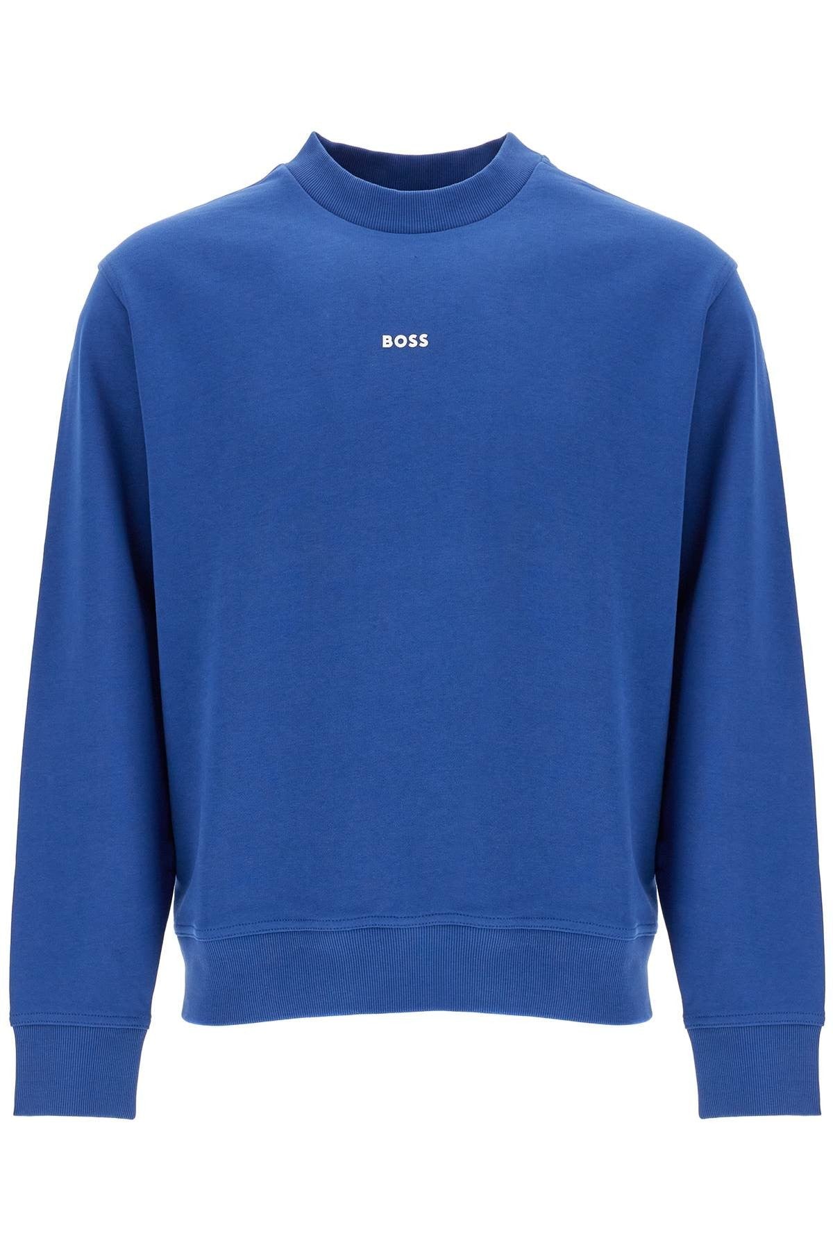 men's crew neck cotton sweatshirt blue long sleeves