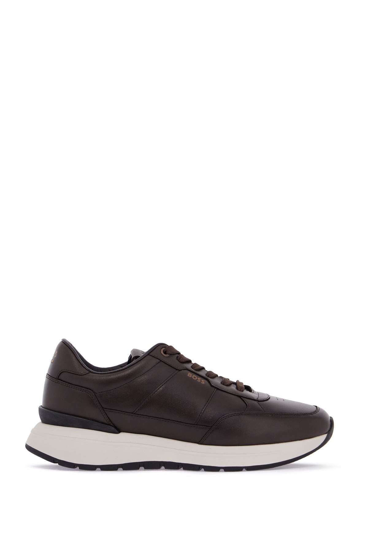 men's dark brown leather sneakers with rubber sole jace_runn_bu