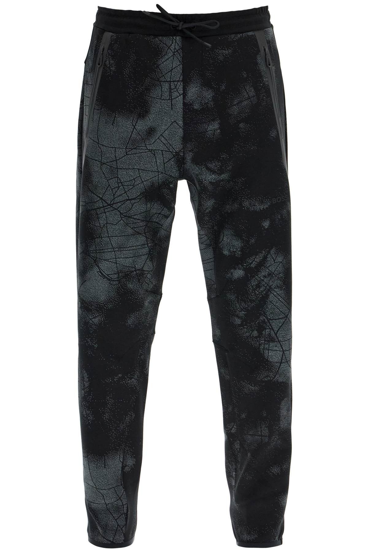men's high-waisted black regular fit pants with zip pockets and drawstring