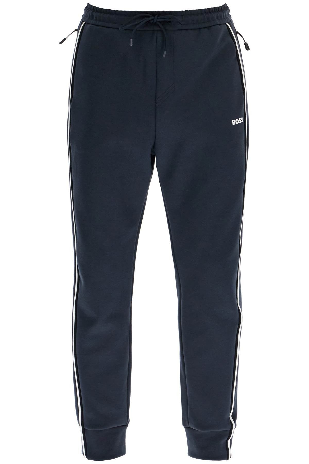 men's high-waisted dark blue hadiko pants with zip pockets
