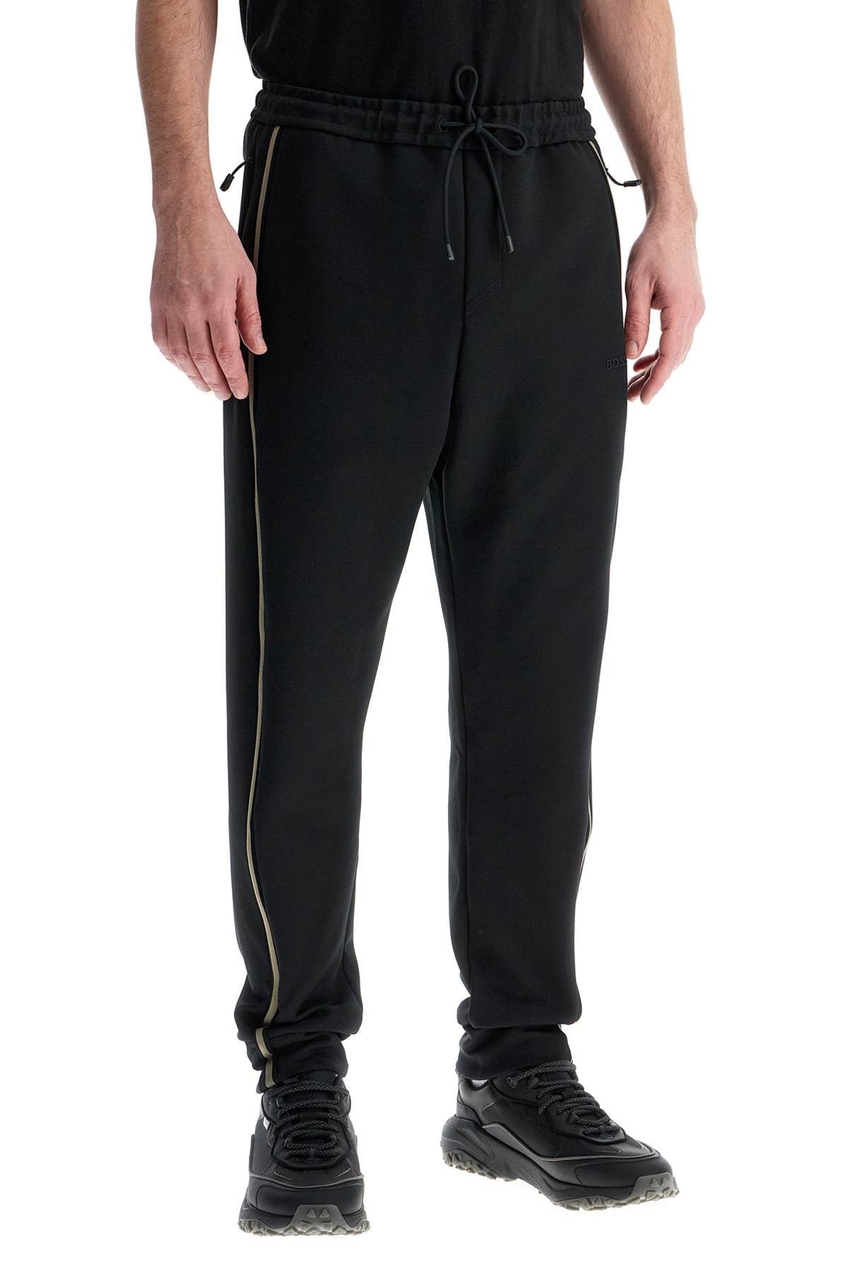 men's high-waisted slim fit black pants with piping