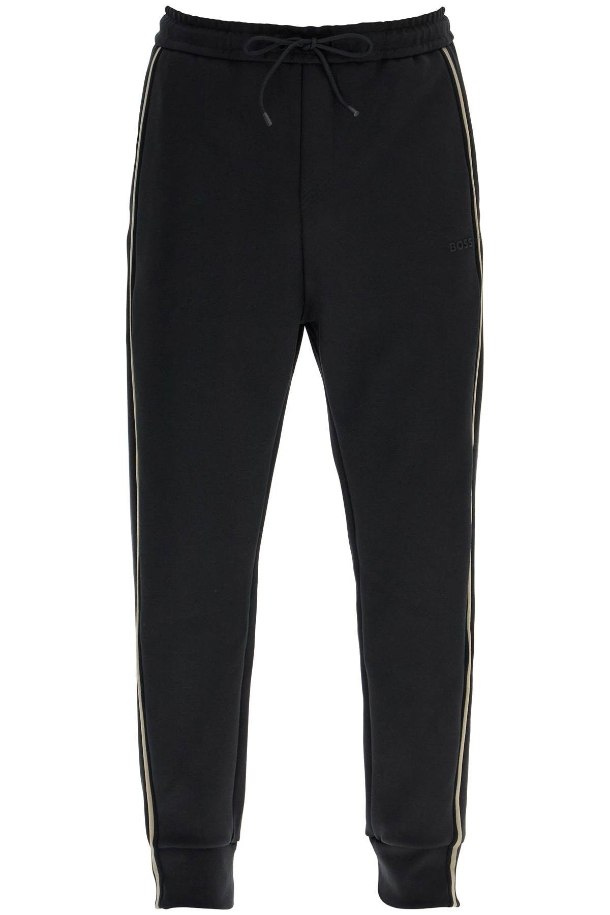 men's high-waisted slim fit black pants with piping