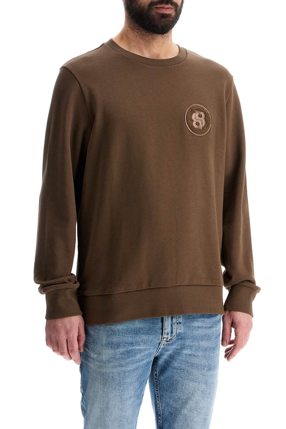 men's long sleeve crew neck cotton sweatshirt in green