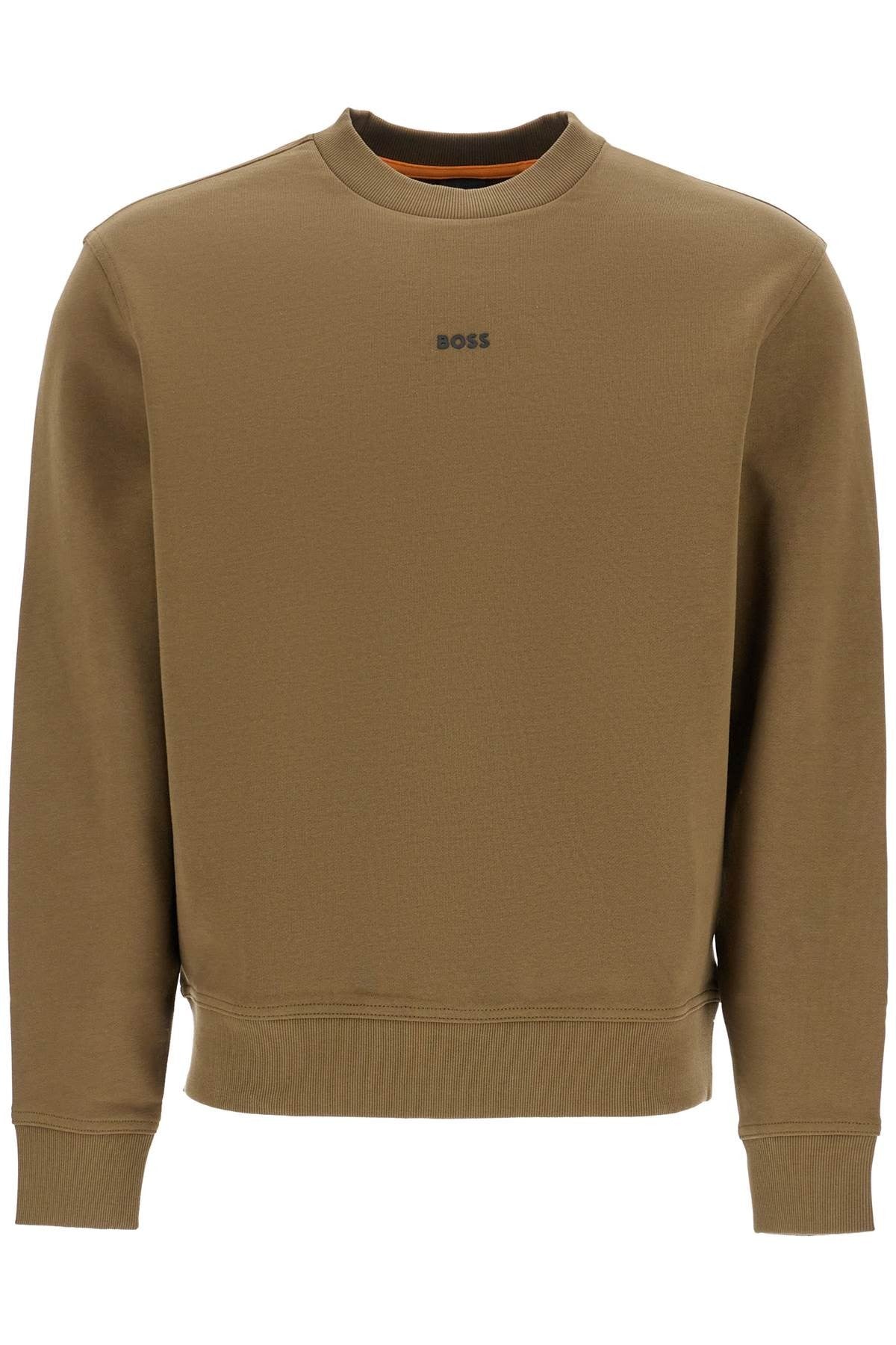 men's long sleeve crew neck sweatshirt olive green cotton
