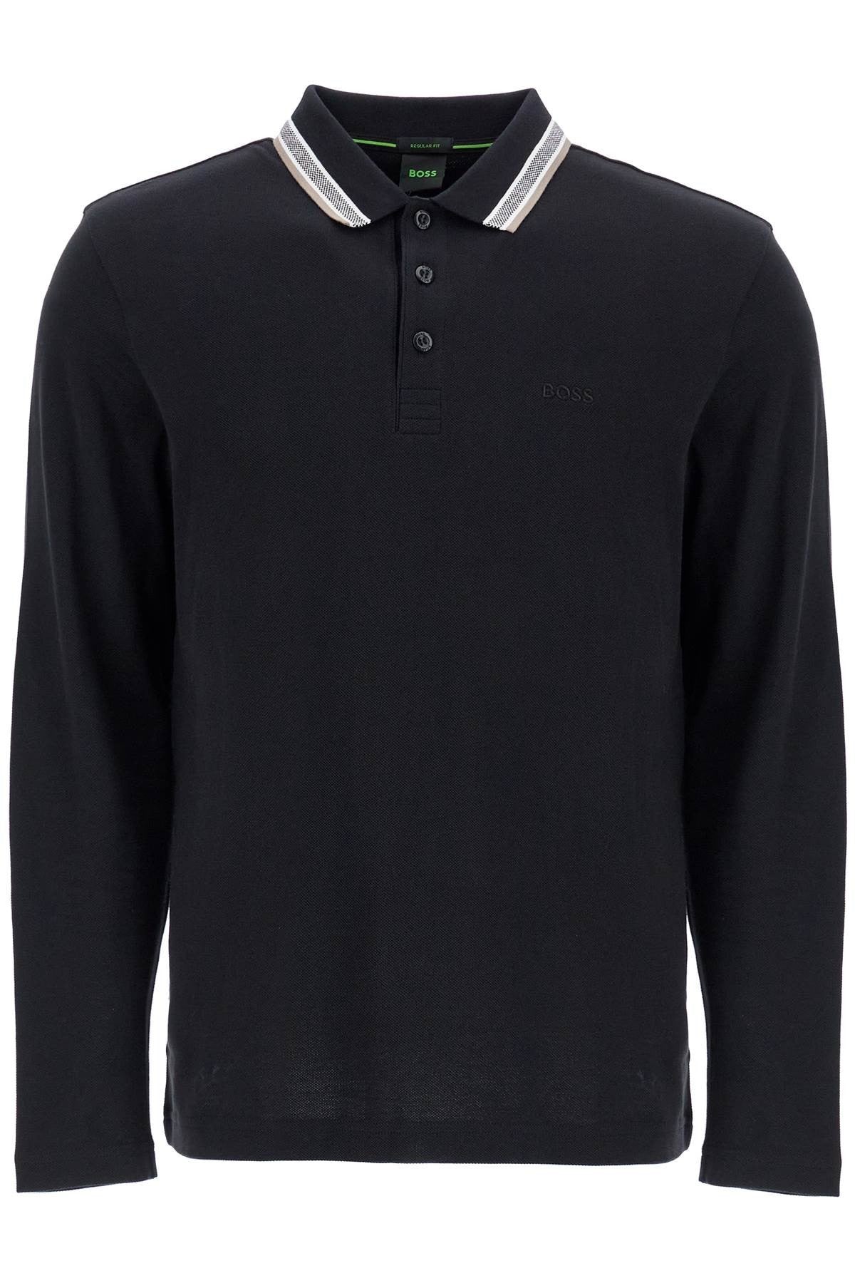 men's long sleeve loose fit polo dark gray cotton