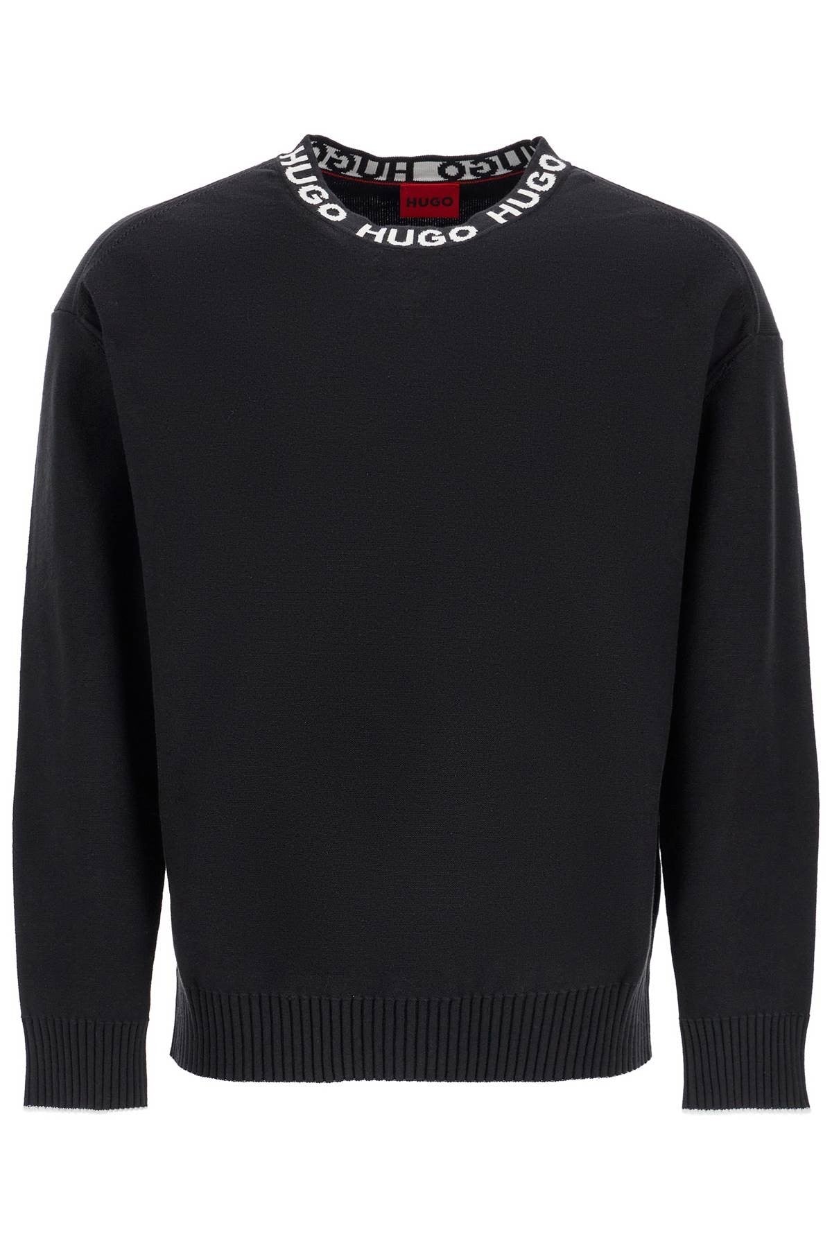 men's regular fit wide neck long sleeve sweatshirt black