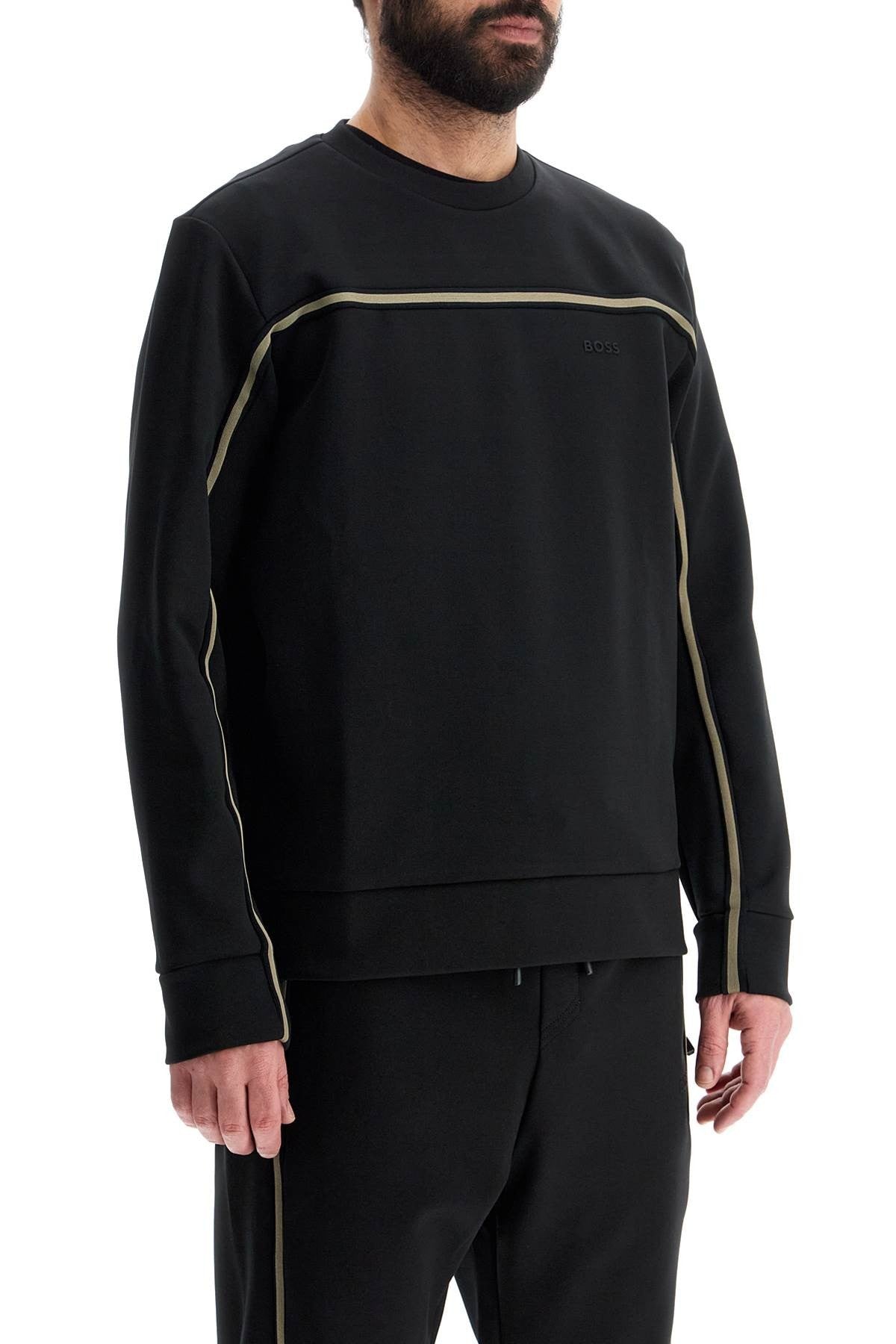 men's slim fit long sleeve black sweatshirt
