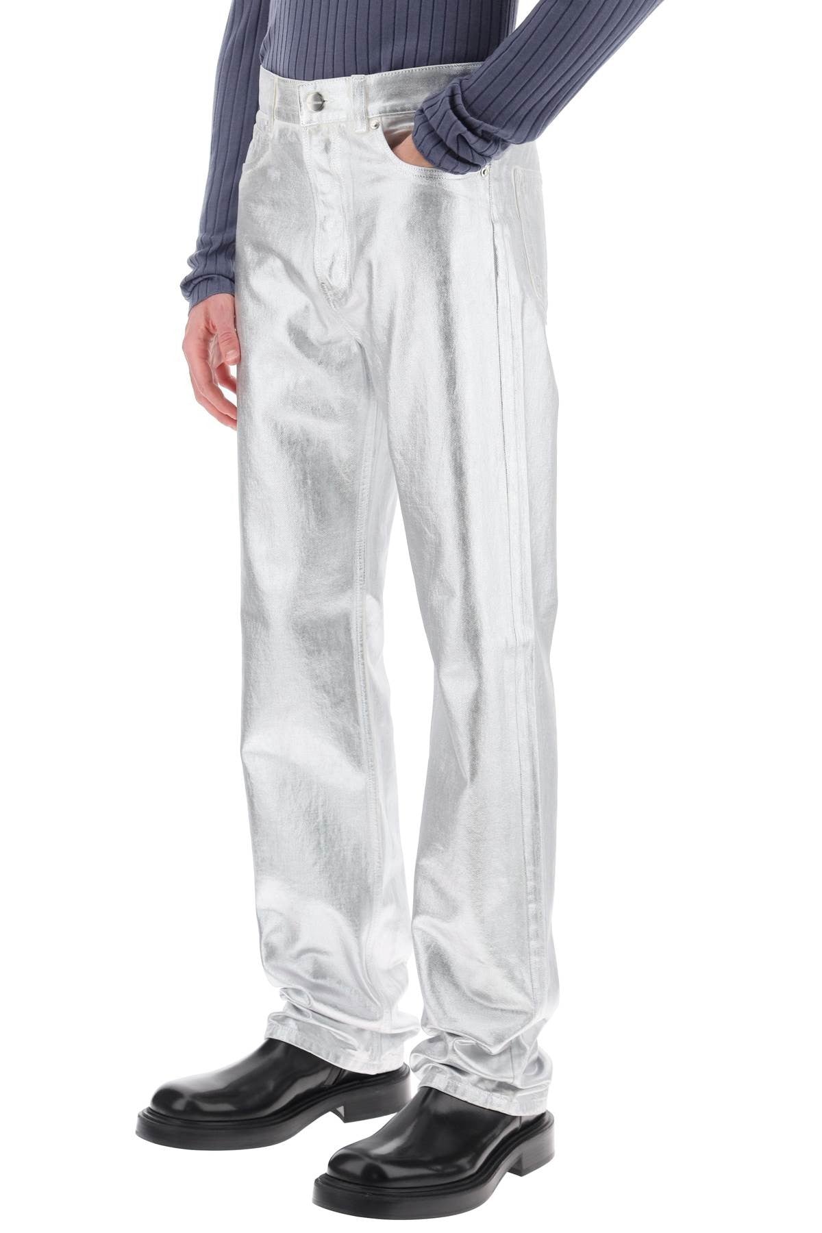metallic denim jeans