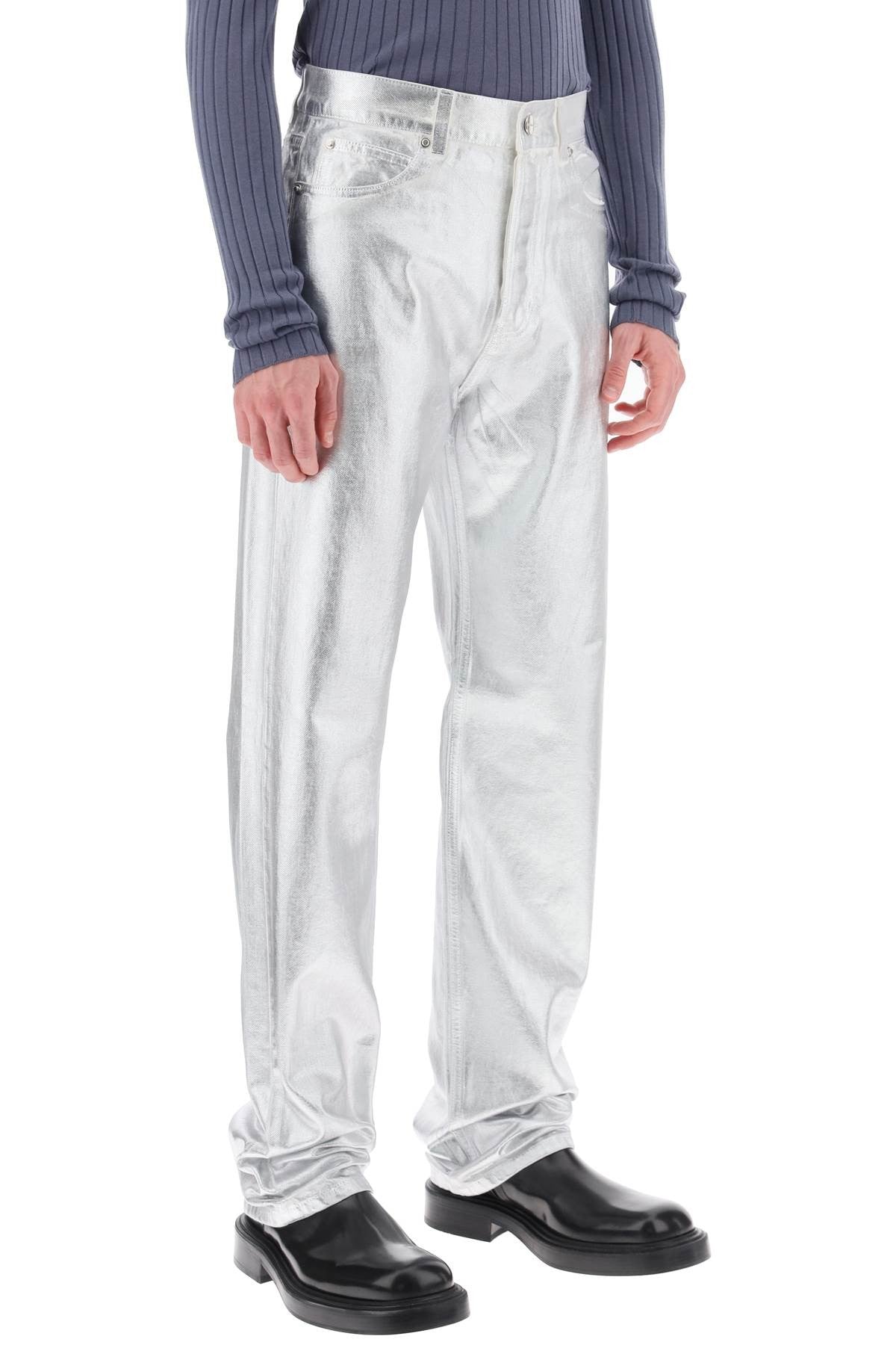 metallic denim jeans