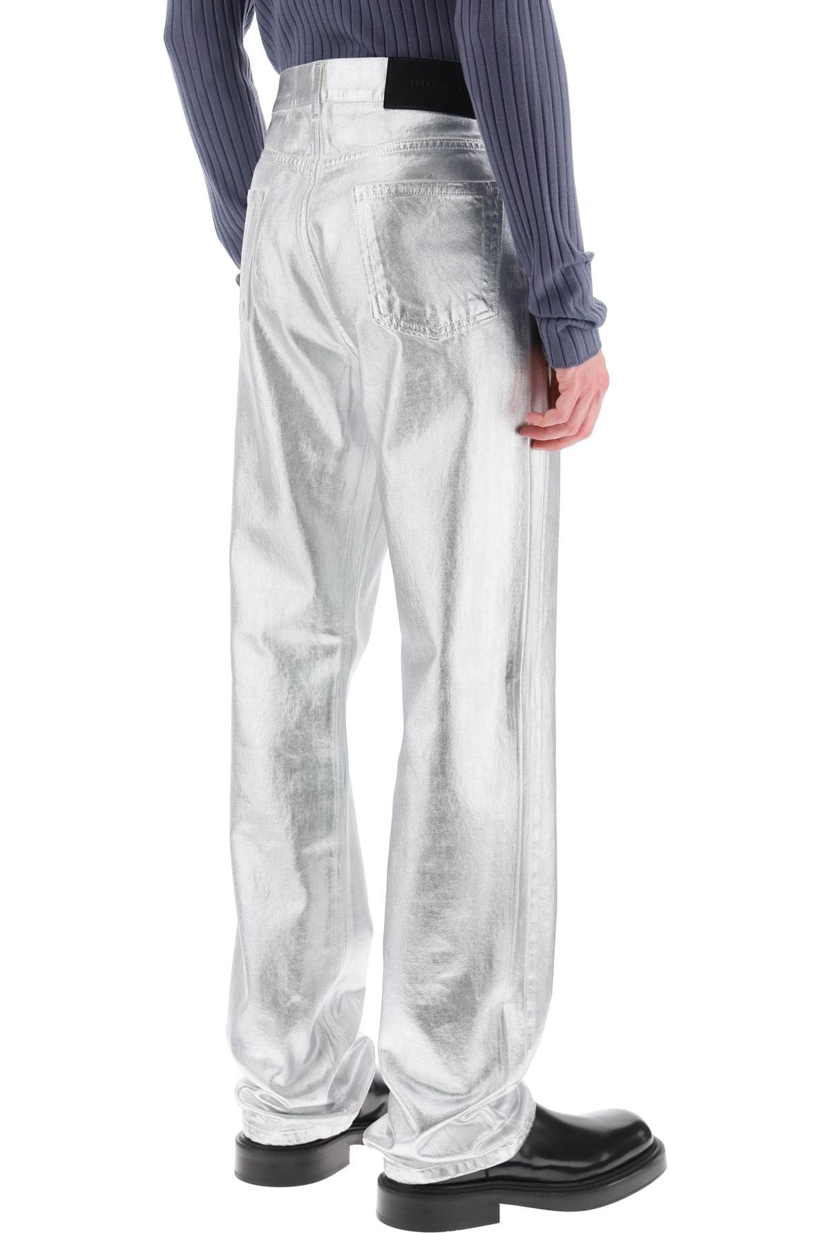 metallic denim jeans