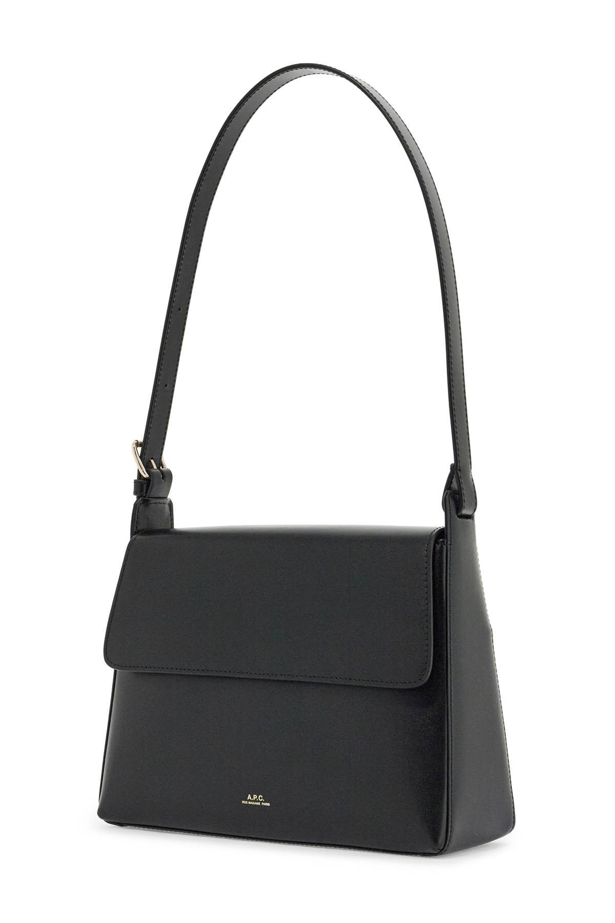 minimalist black leather women's bag with shoulder strap and flap closure