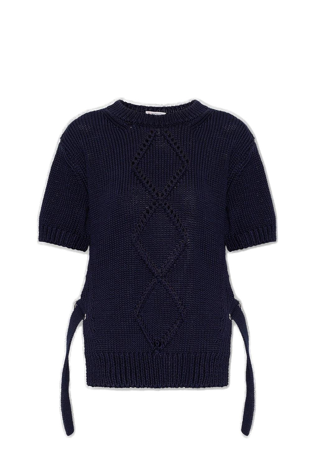 Moncler Tie Detailed Short-Sleeved Knitted Jumper