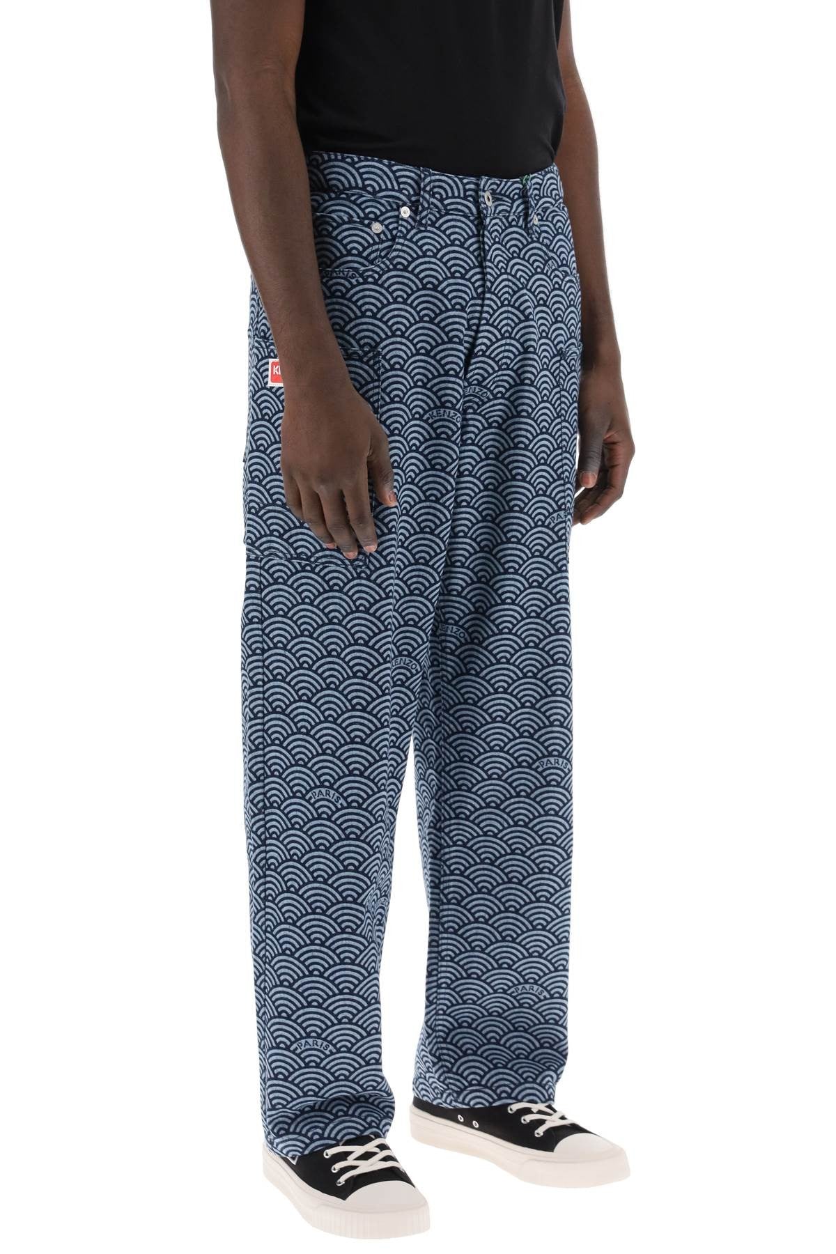 monkey workwear jeans with seigaiha print