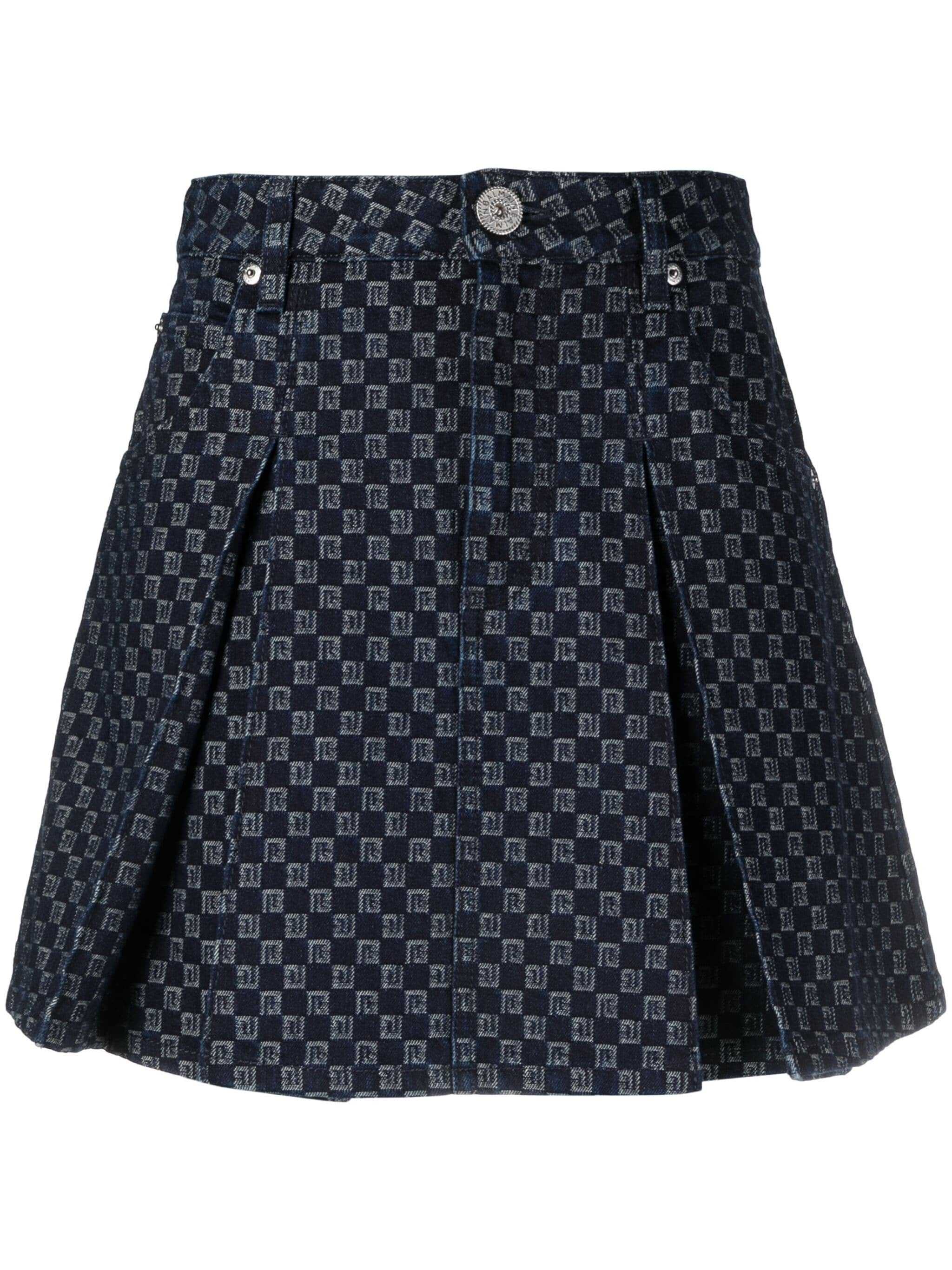 Monogram Denim Flare Skirt