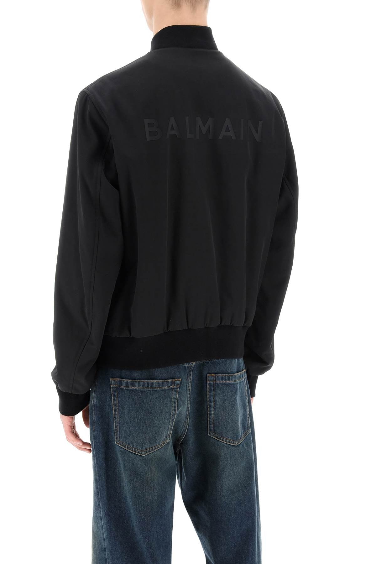 nylon bomber jacket with logo print