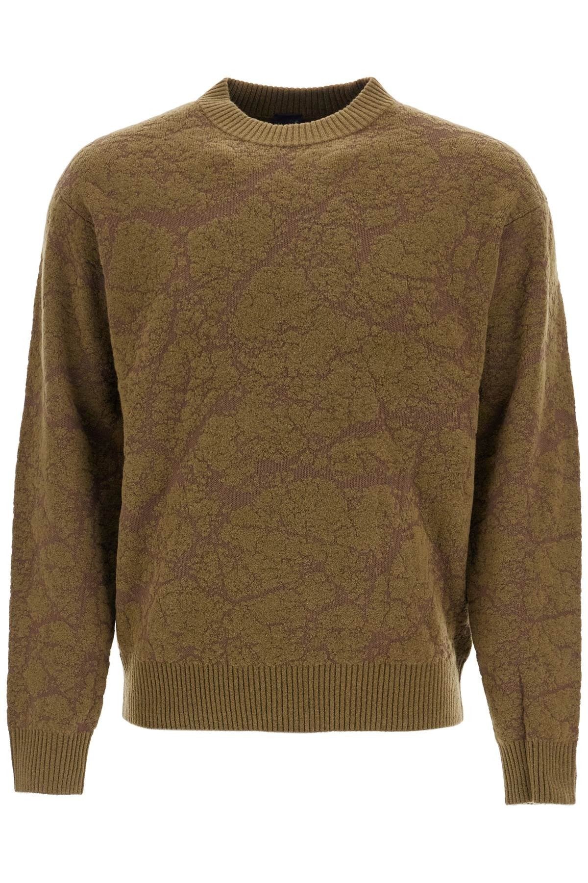 olive green wool sweater with round neck for men