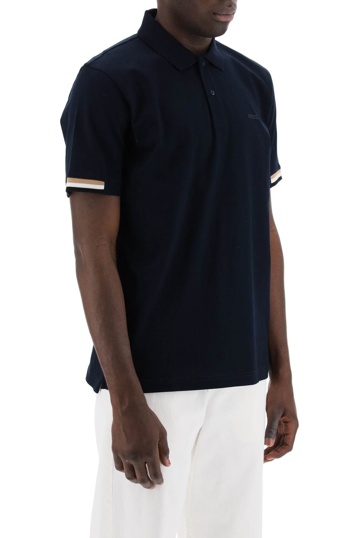 parlay polo shirt with stripe detail