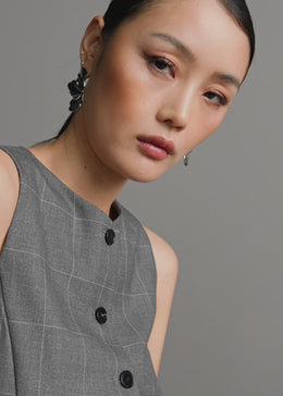 Wide Fit Trousers with Checked Pattern Rock Patterned