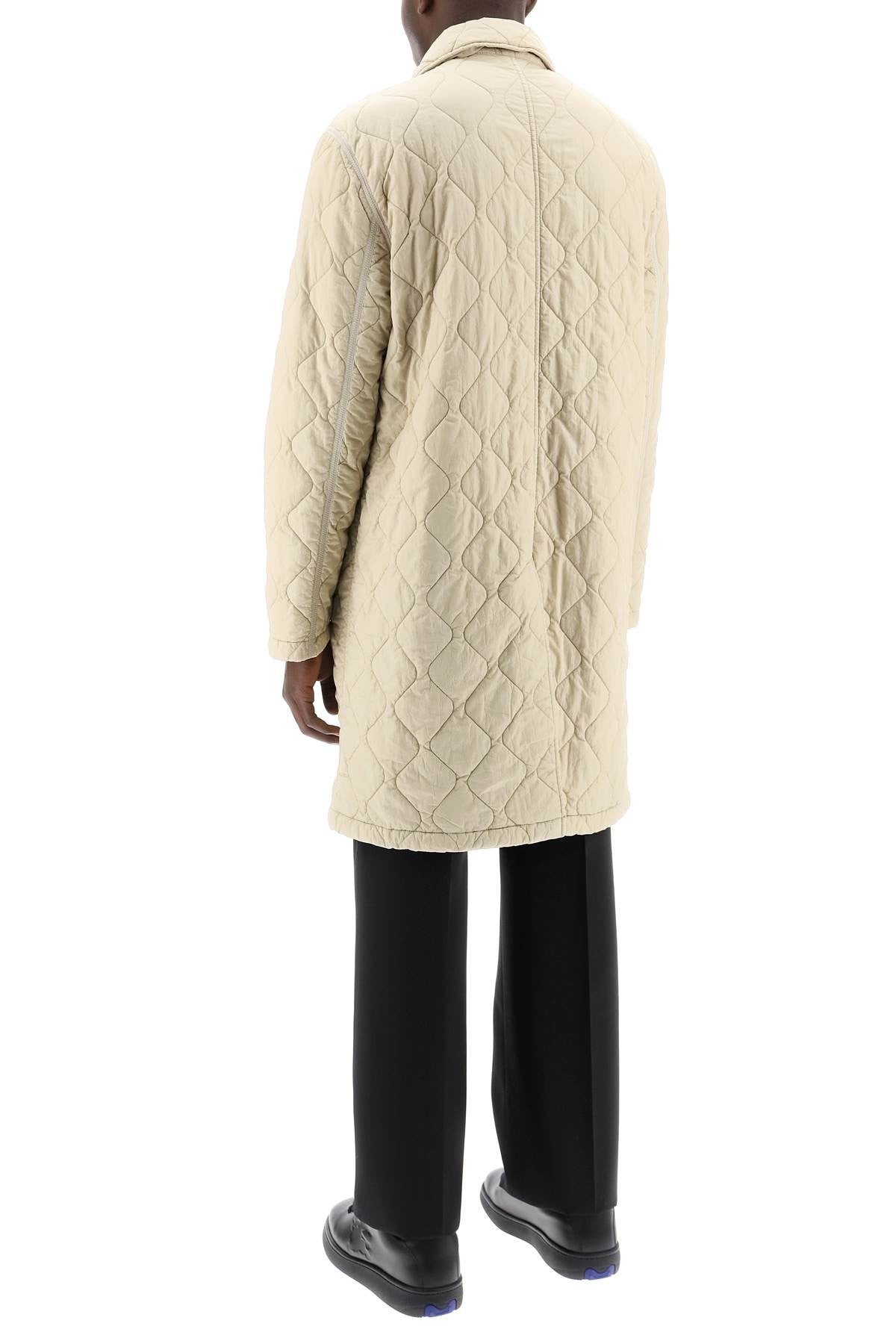 quilted nylon midi car coat with