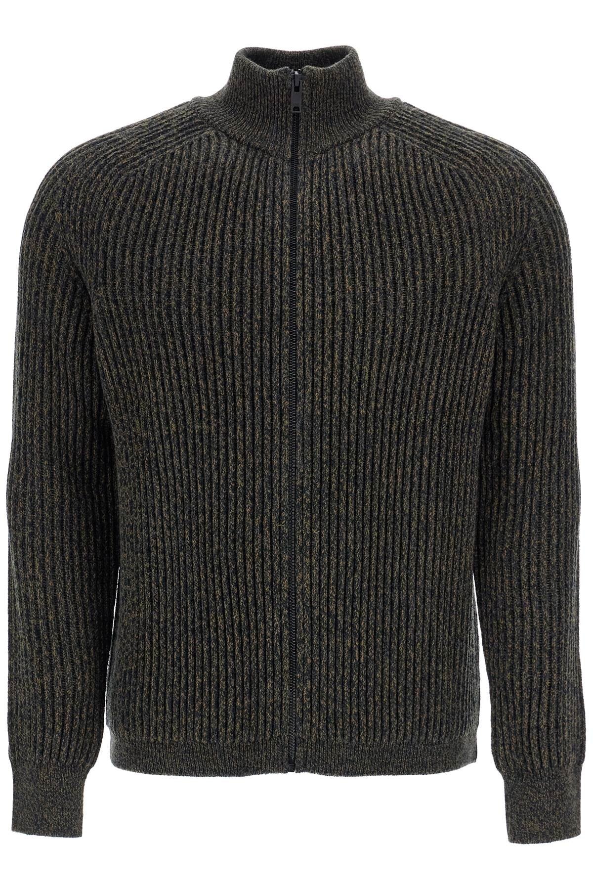 regular fit green high neck sweater in wool and polyacrylic