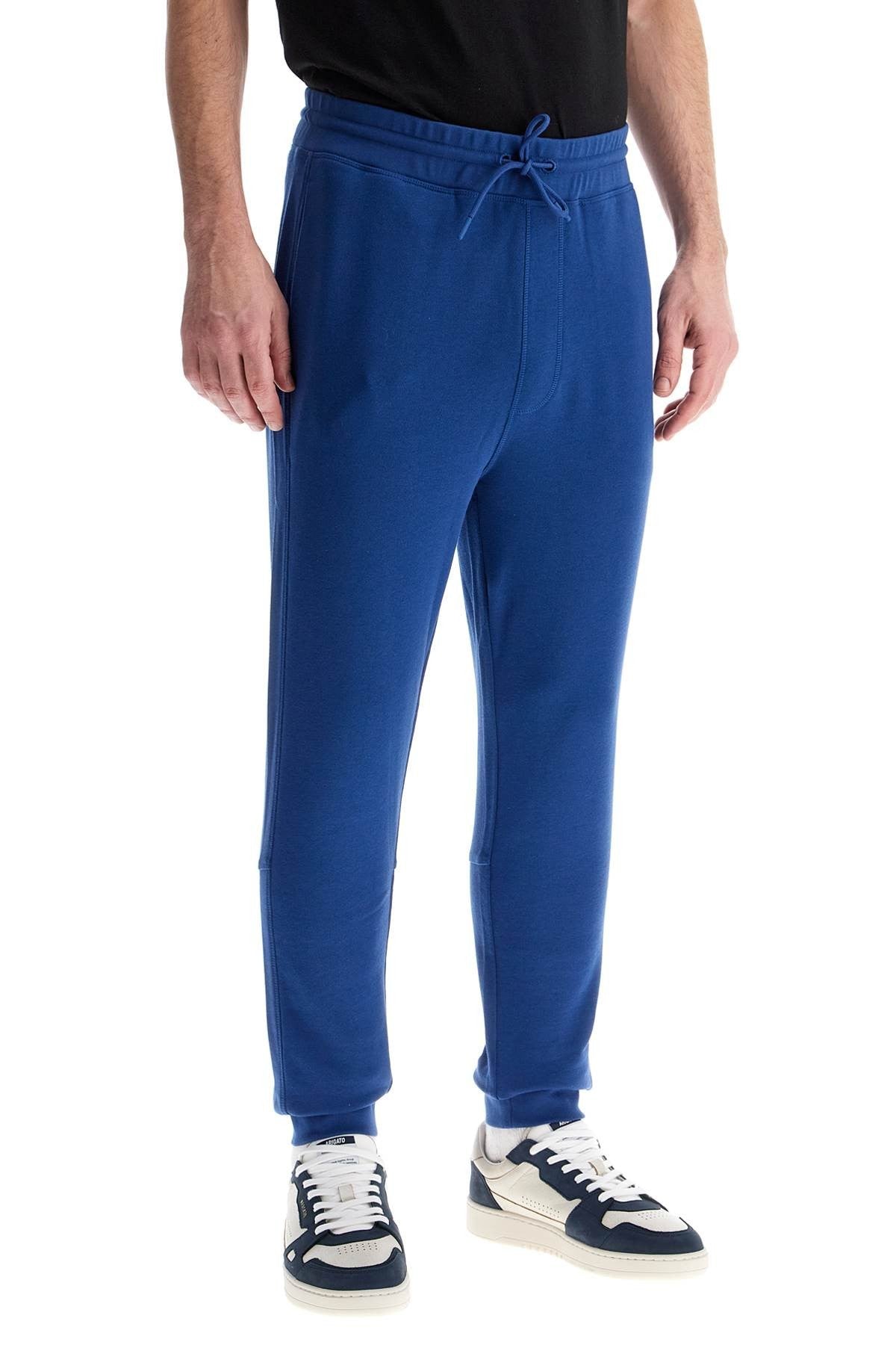 regular fit high-waisted blue cotton pants