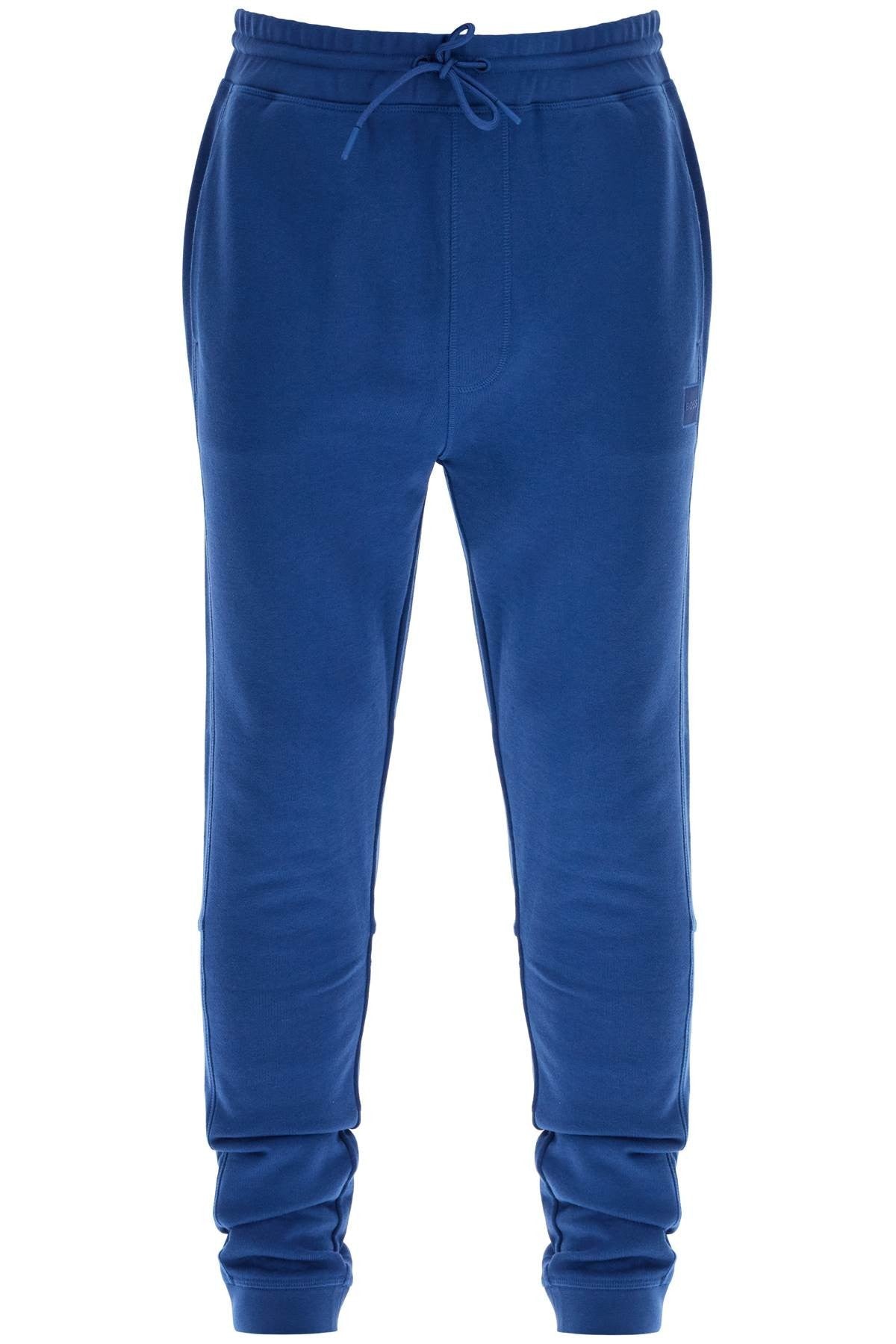 regular fit high-waisted blue cotton pants