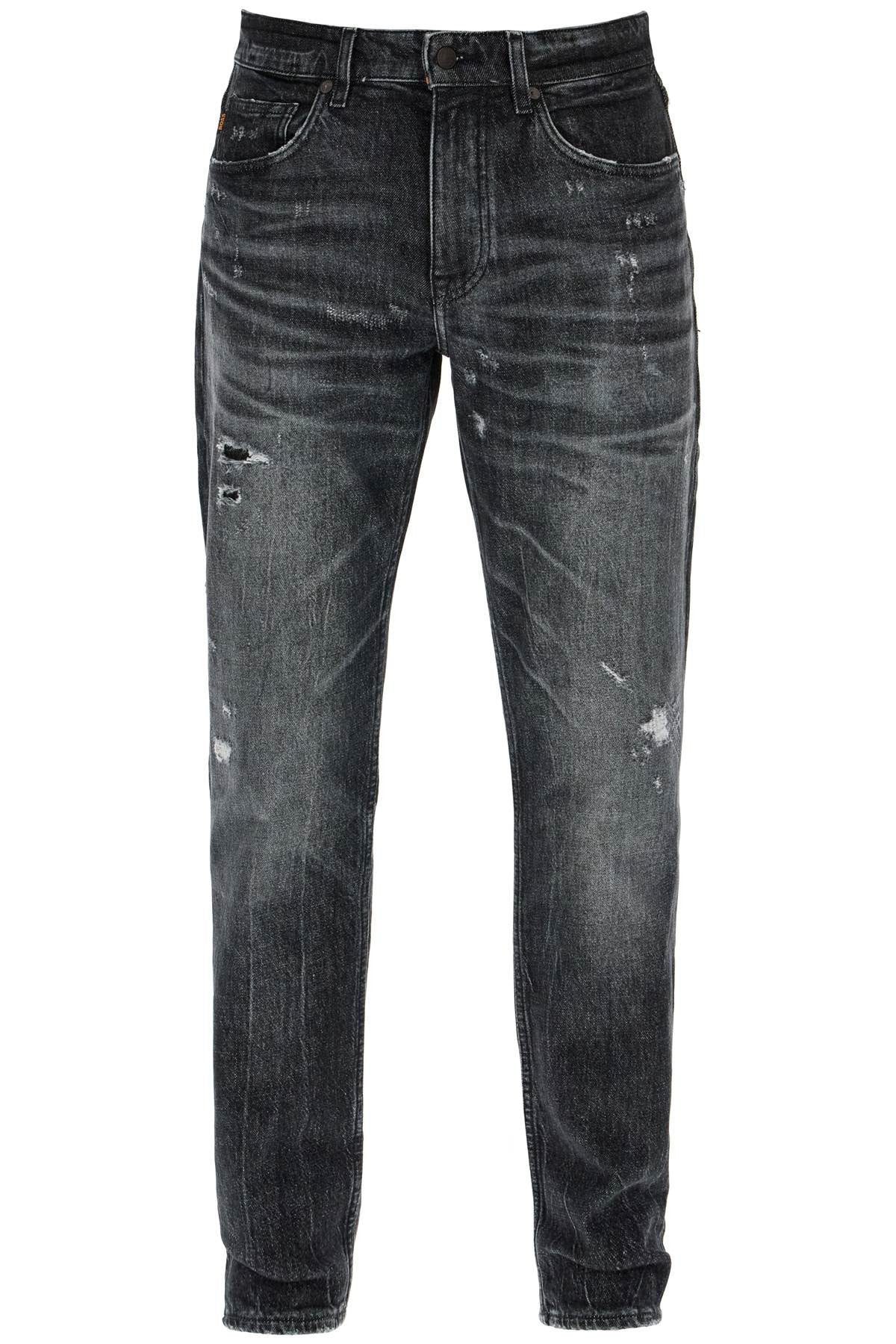 regular taper jeans mid rise charcoal cotton elastane