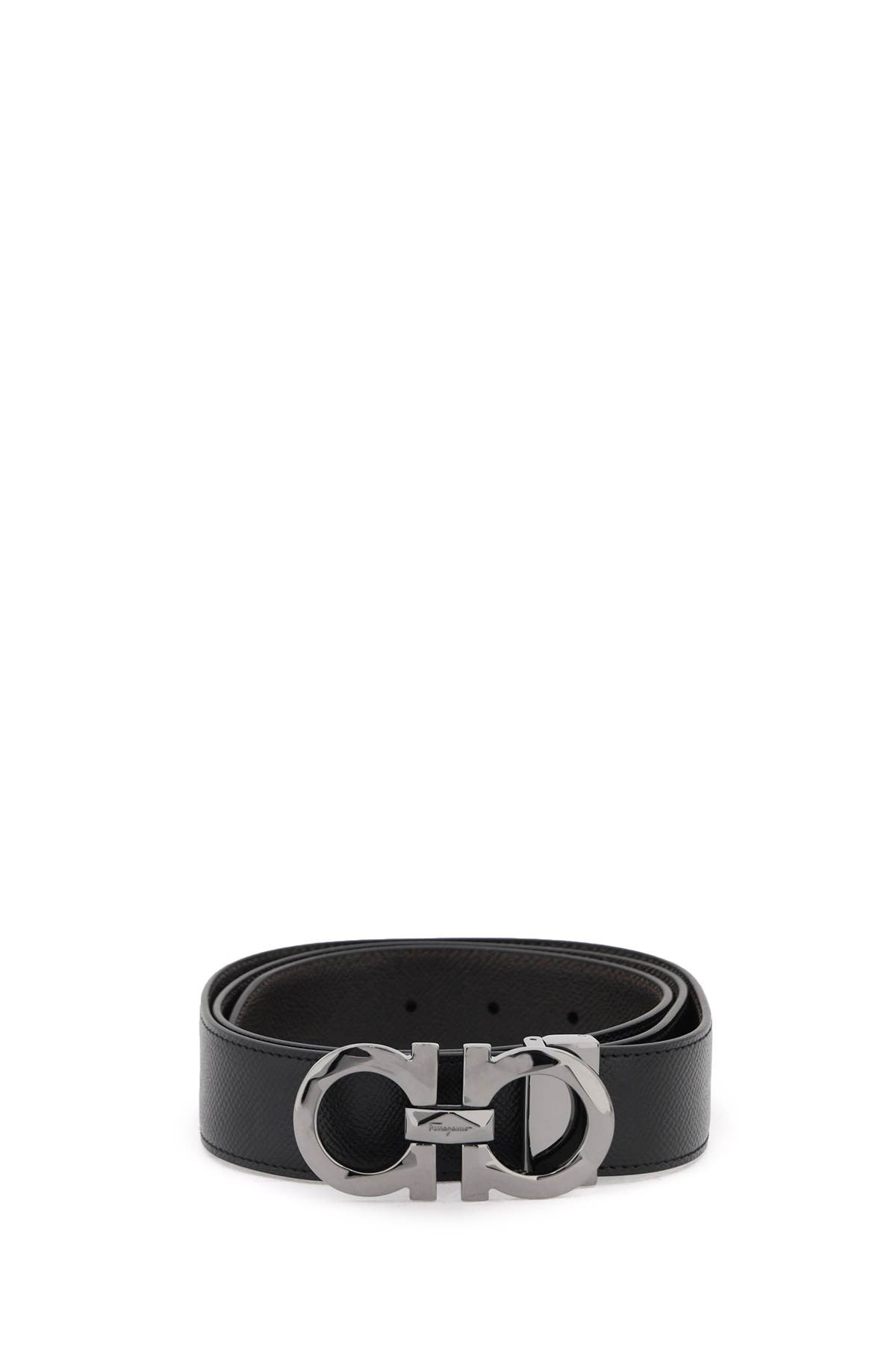 reversible faceted gancini buckle belt