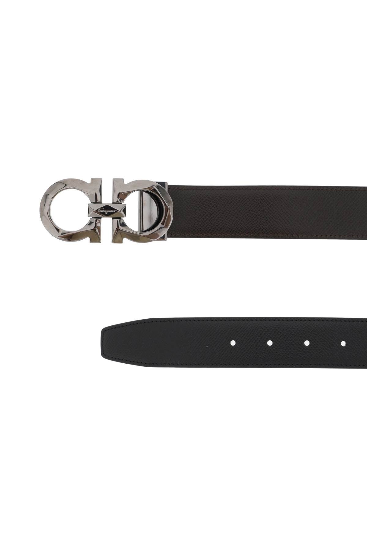 reversible faceted gancini buckle belt