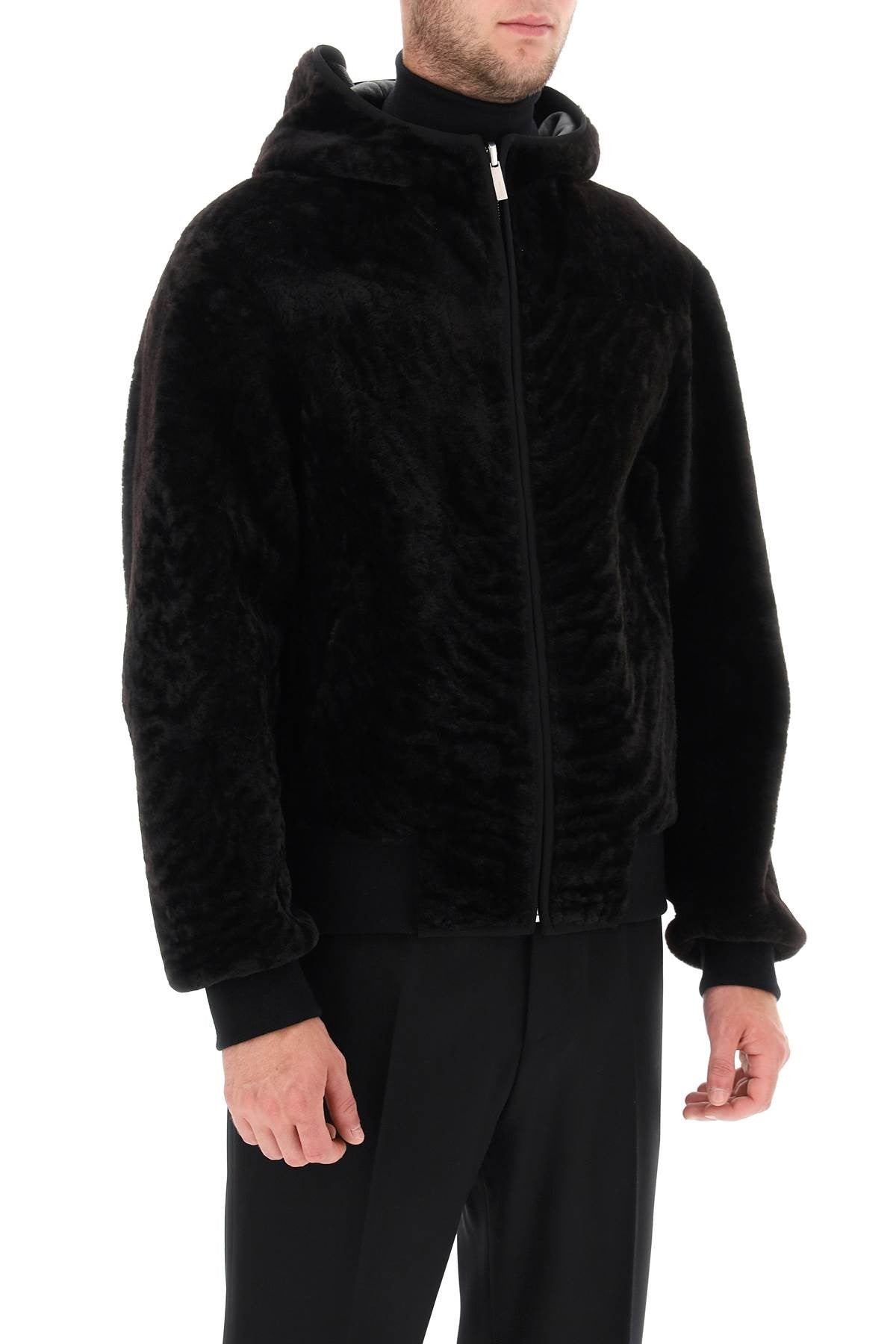 Reversible Shearling Hooded Blouson