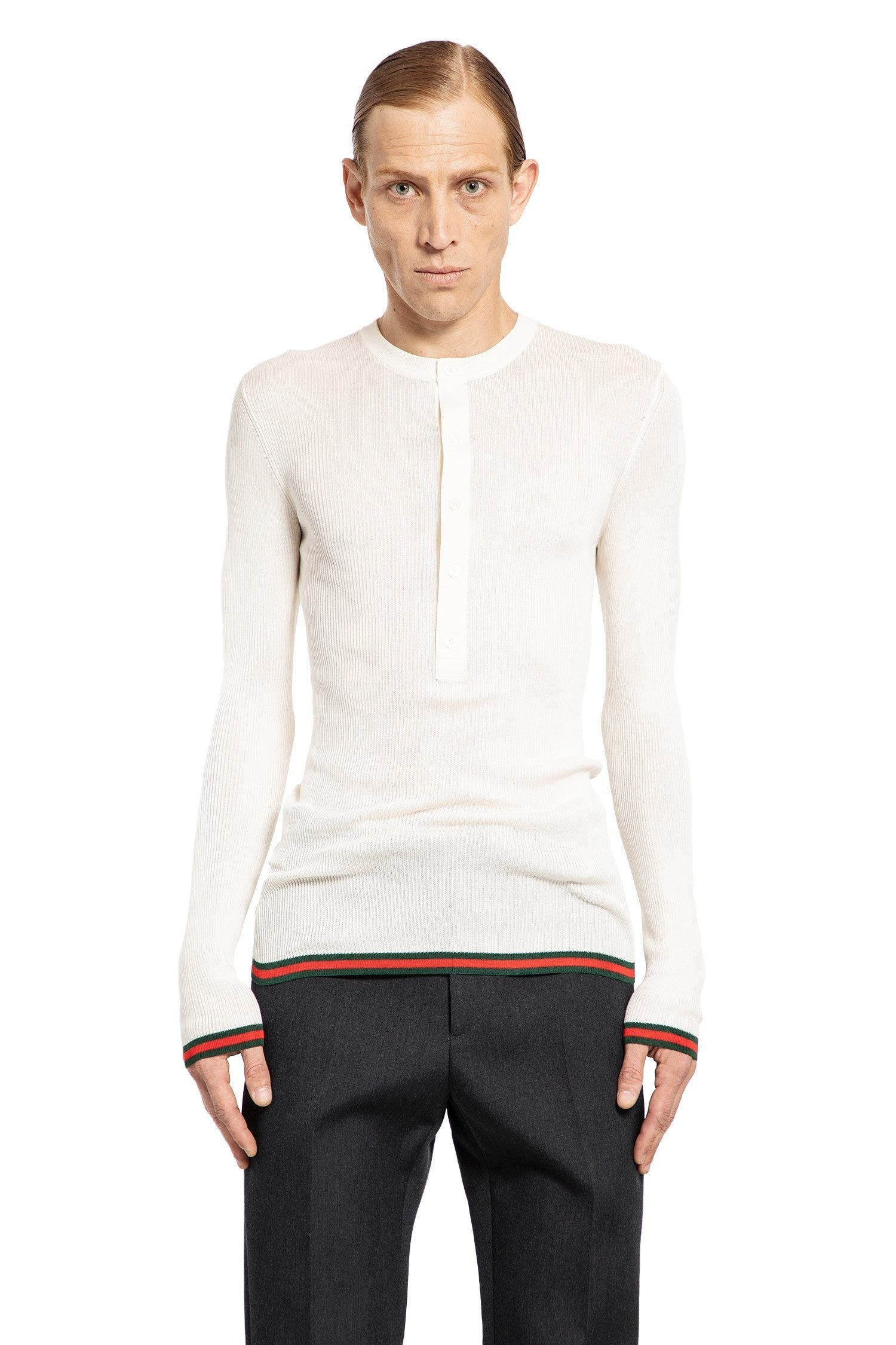Rib Silk Long Sleeve Knit Top