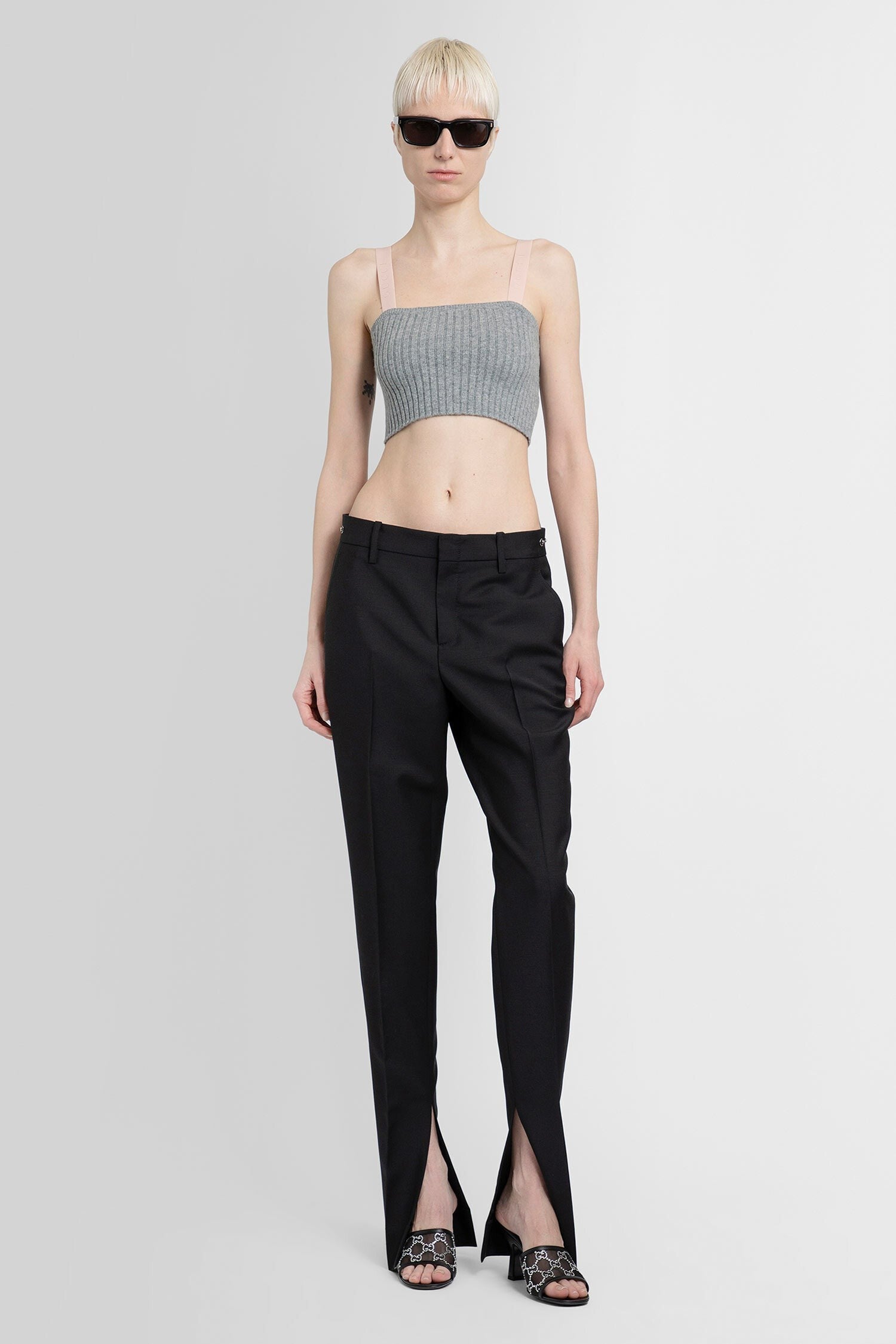 Ribbed-Knit Wool Crop Top