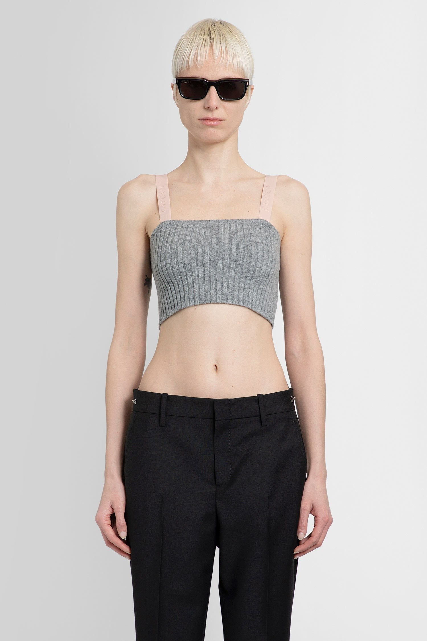 Ribbed-Knit Wool Crop Top