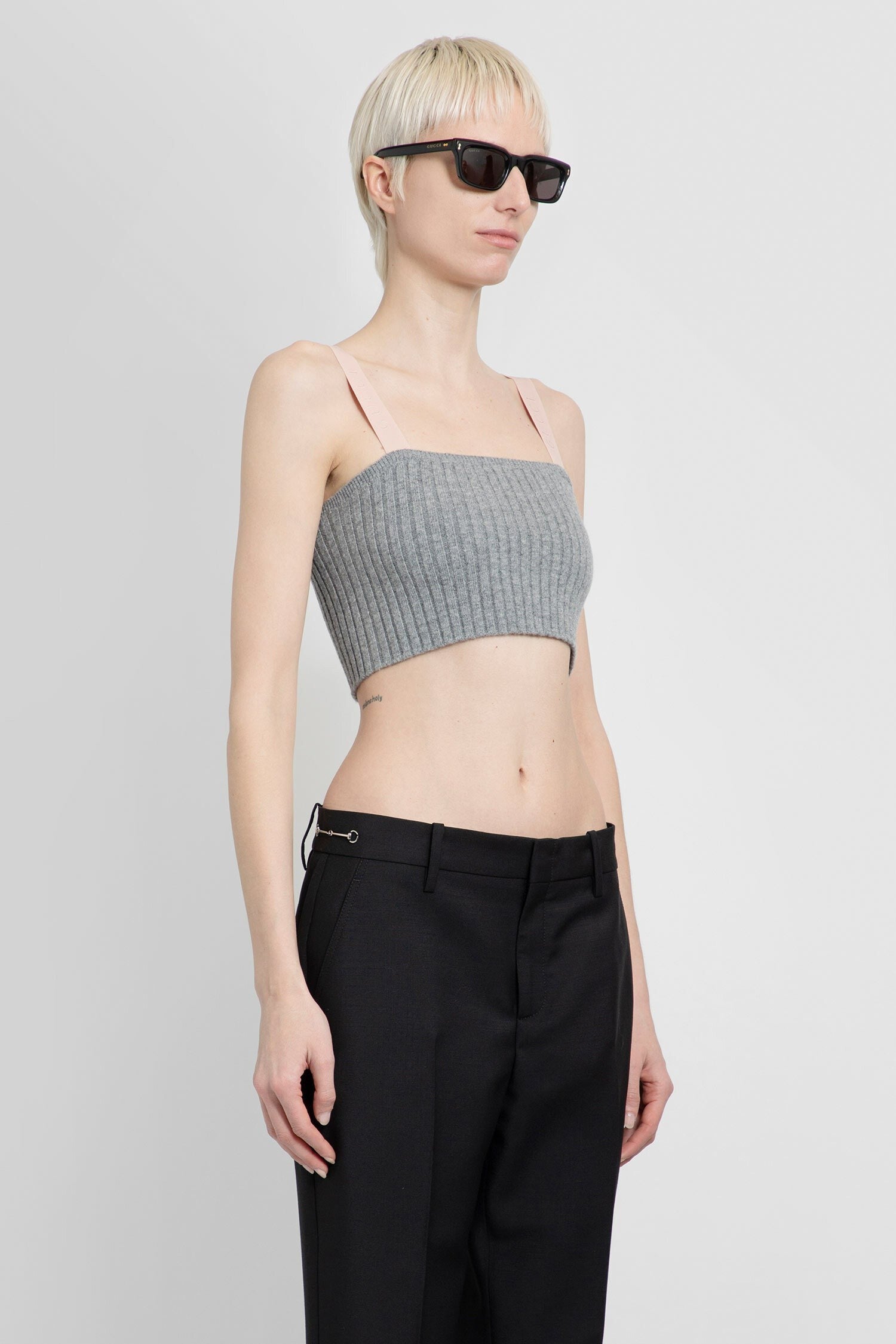 Ribbed-Knit Wool Crop Top