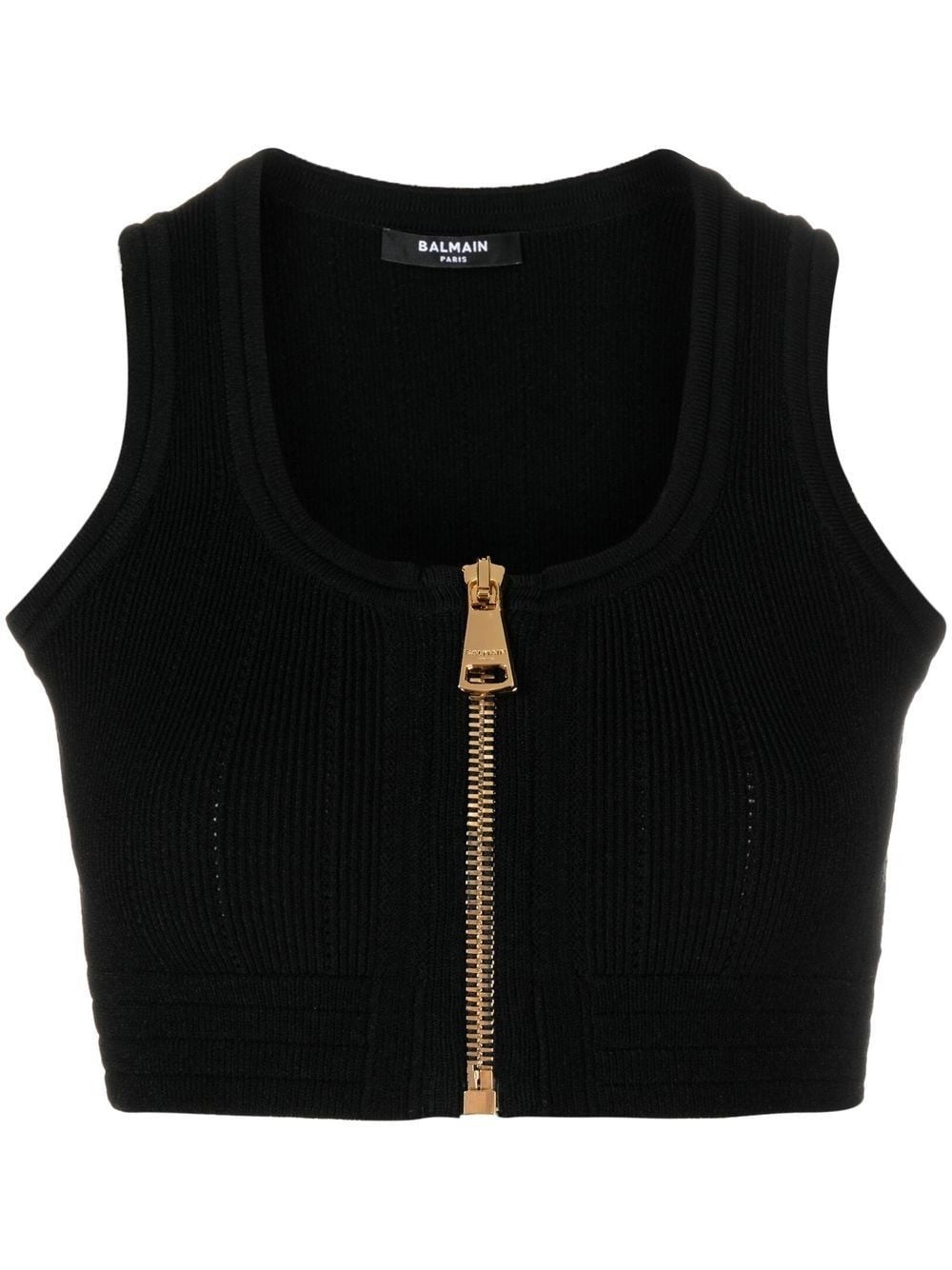 Ribbed Knit Zipped Bra Top