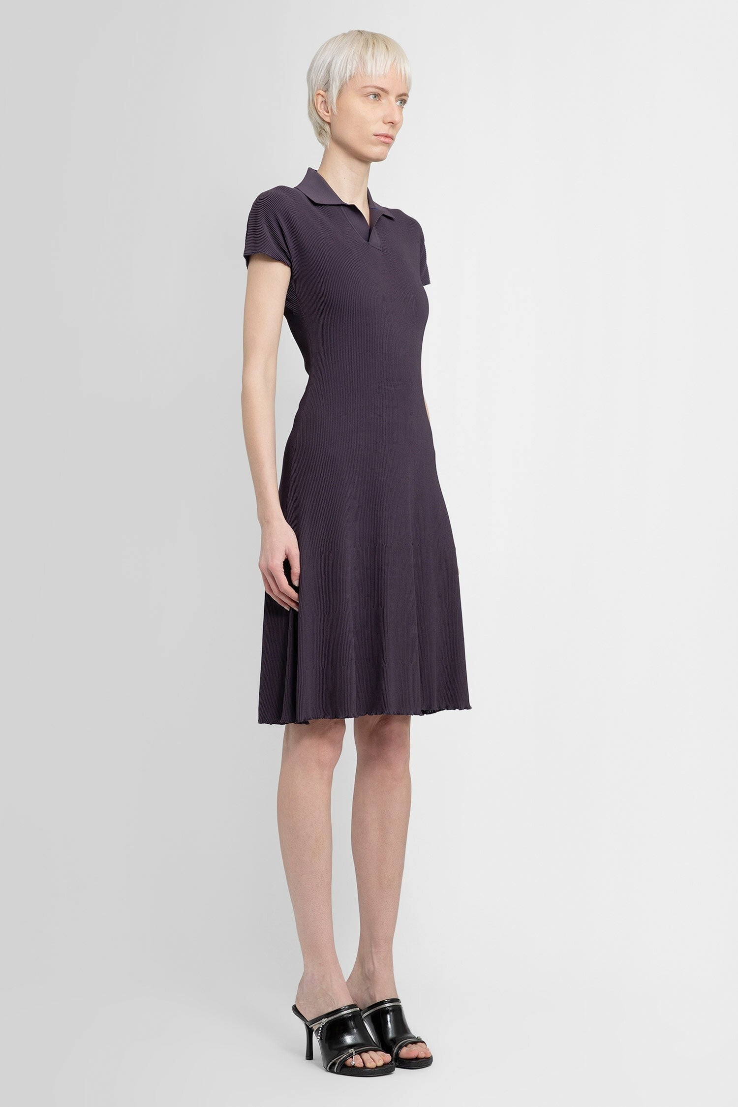 Ribbed Stretch Viscose Midi Dress