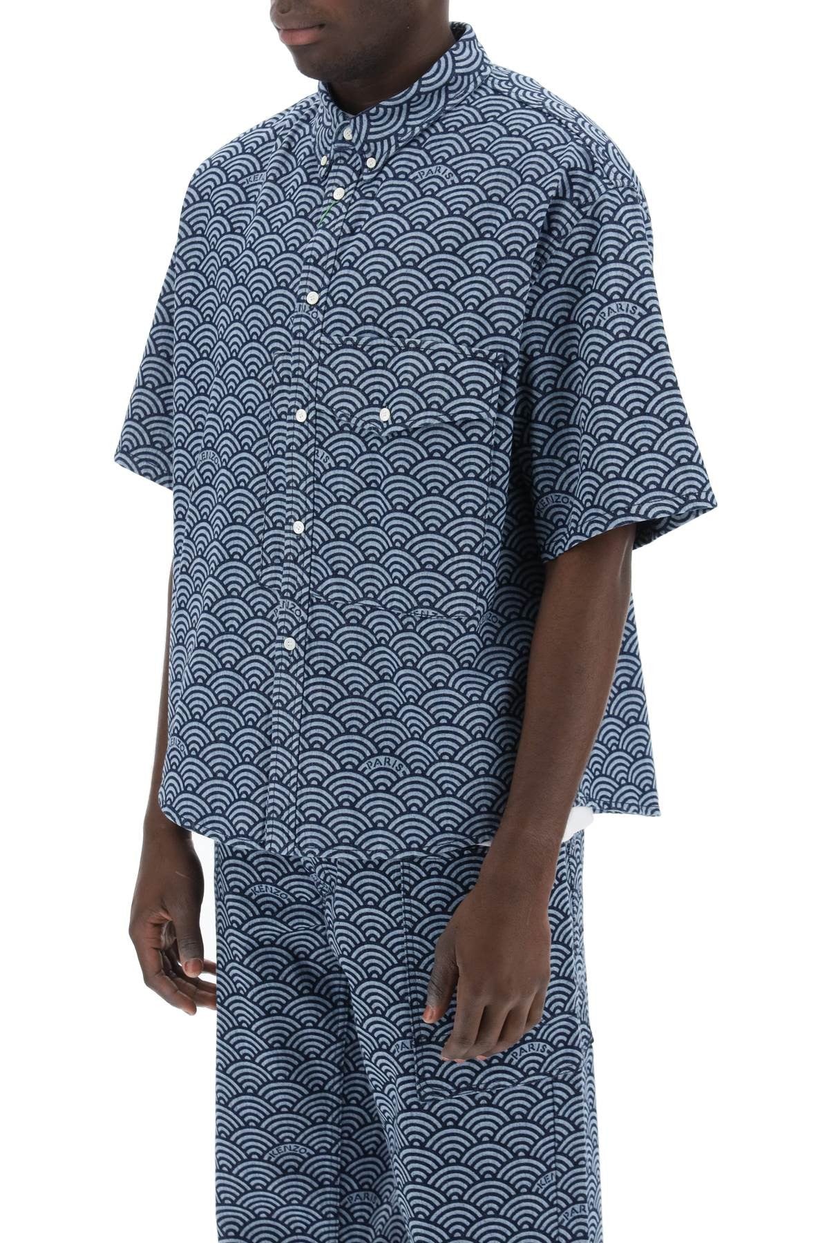 Seigaiha Short-Sleeved Denim Shirt