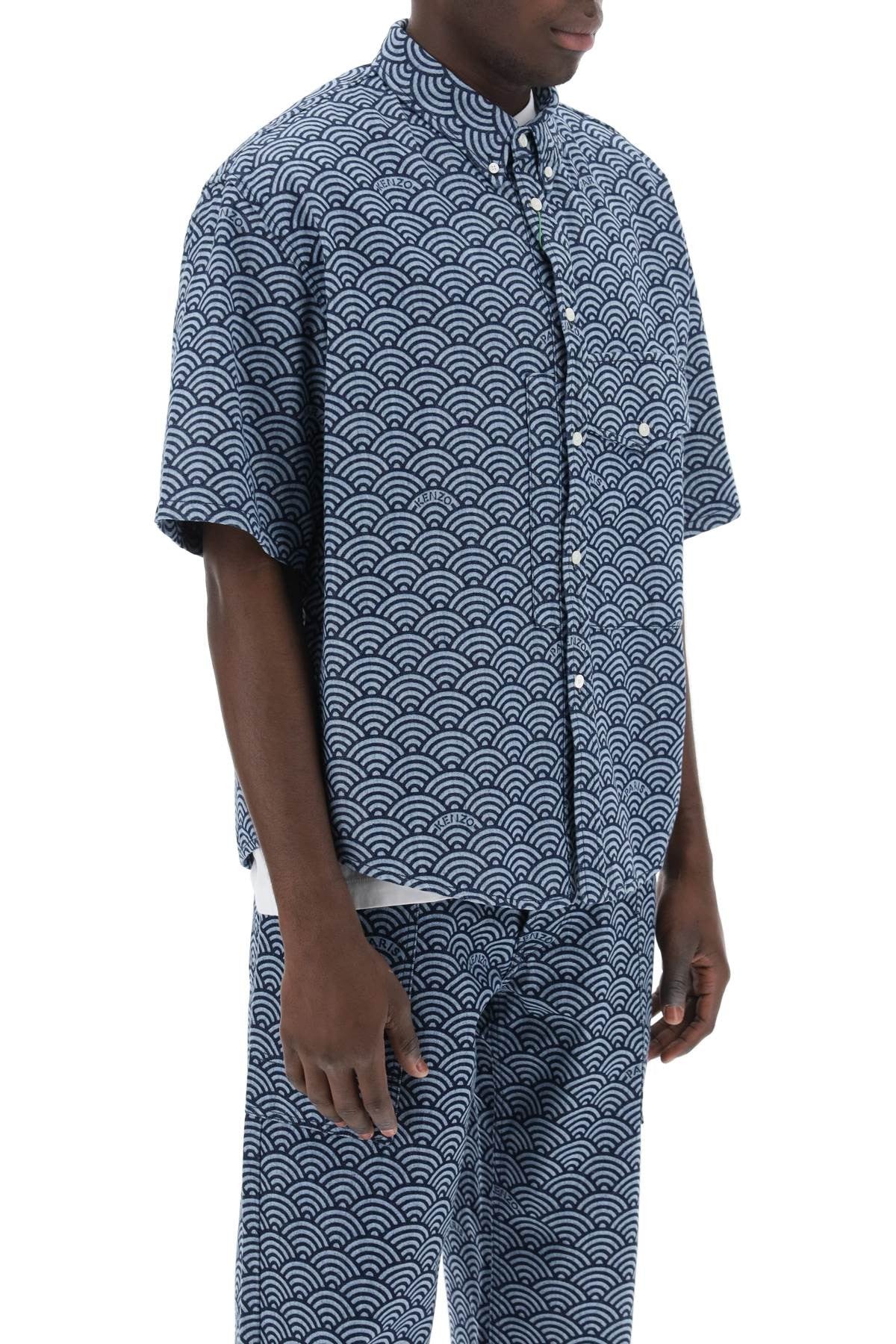 Seigaiha Short-Sleeved Denim Shirt