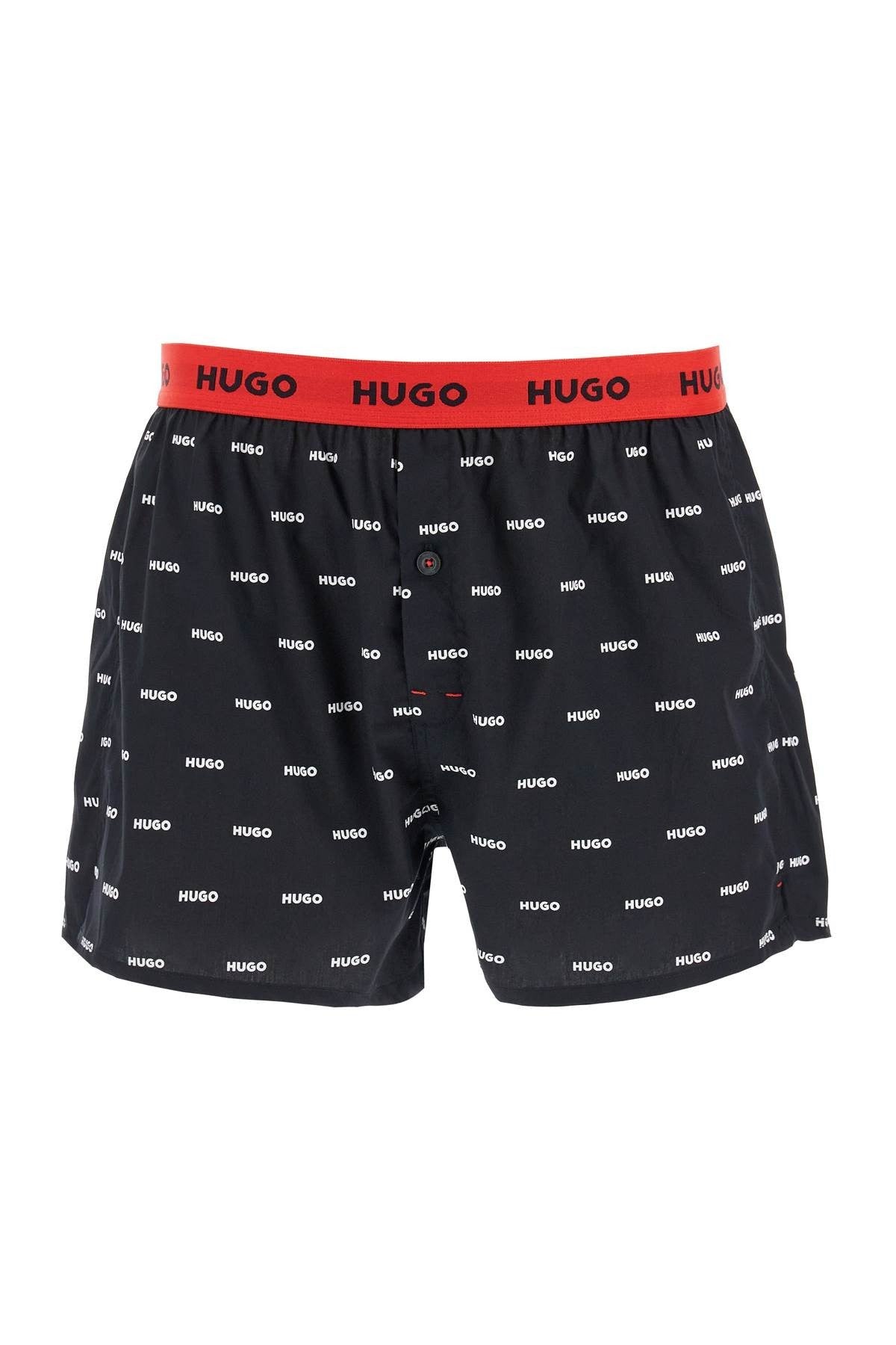 set di 3 boxer in cotone loose con bottoni rosso e nero