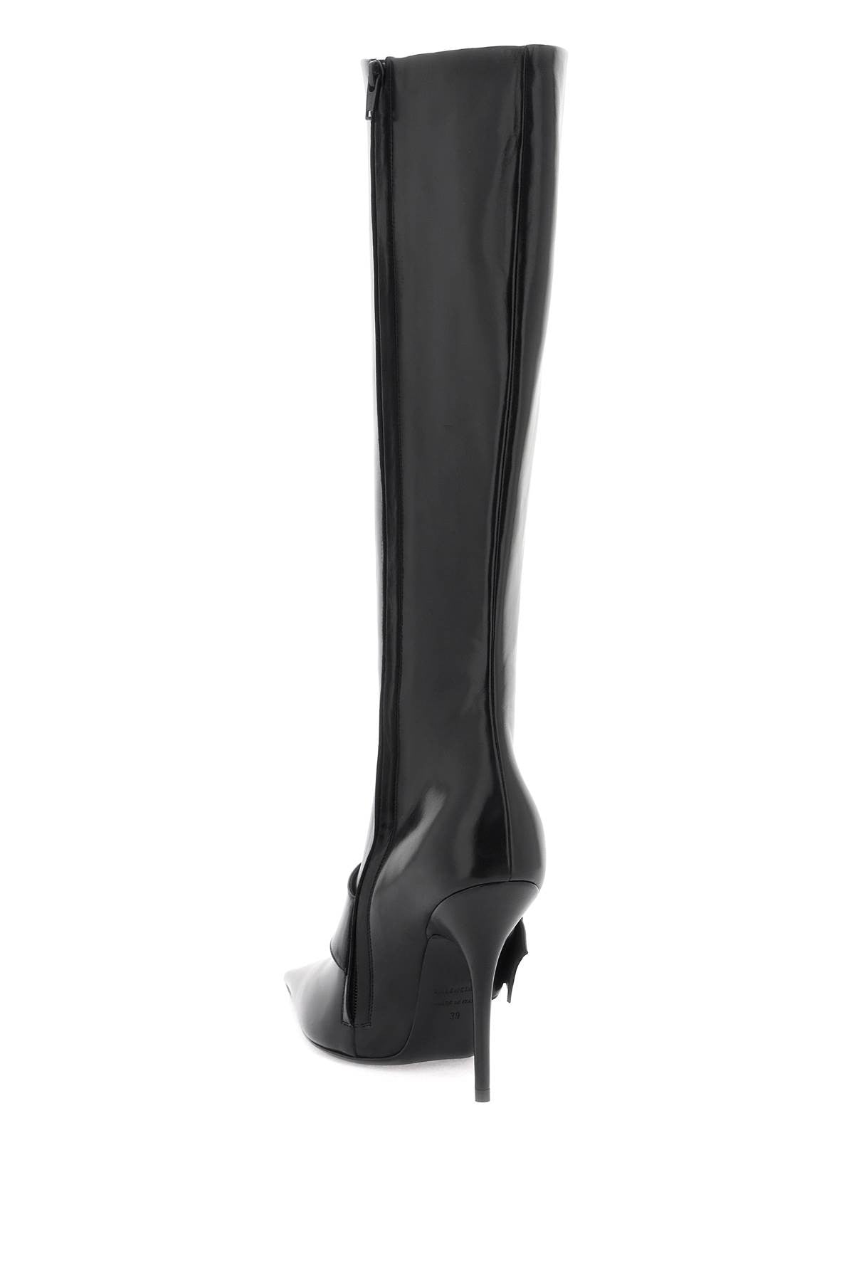 shiny leather boots with maxi buckle