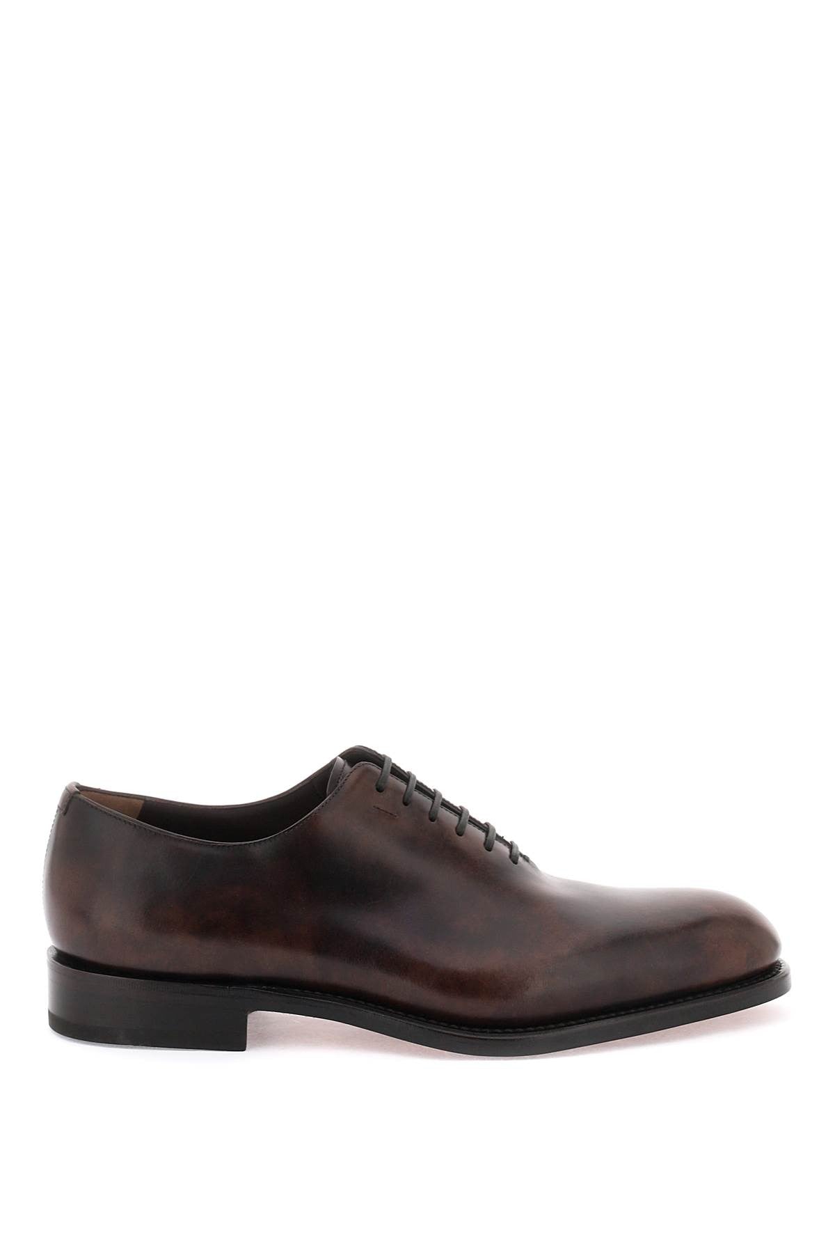 shiny leather oxford lace-ups