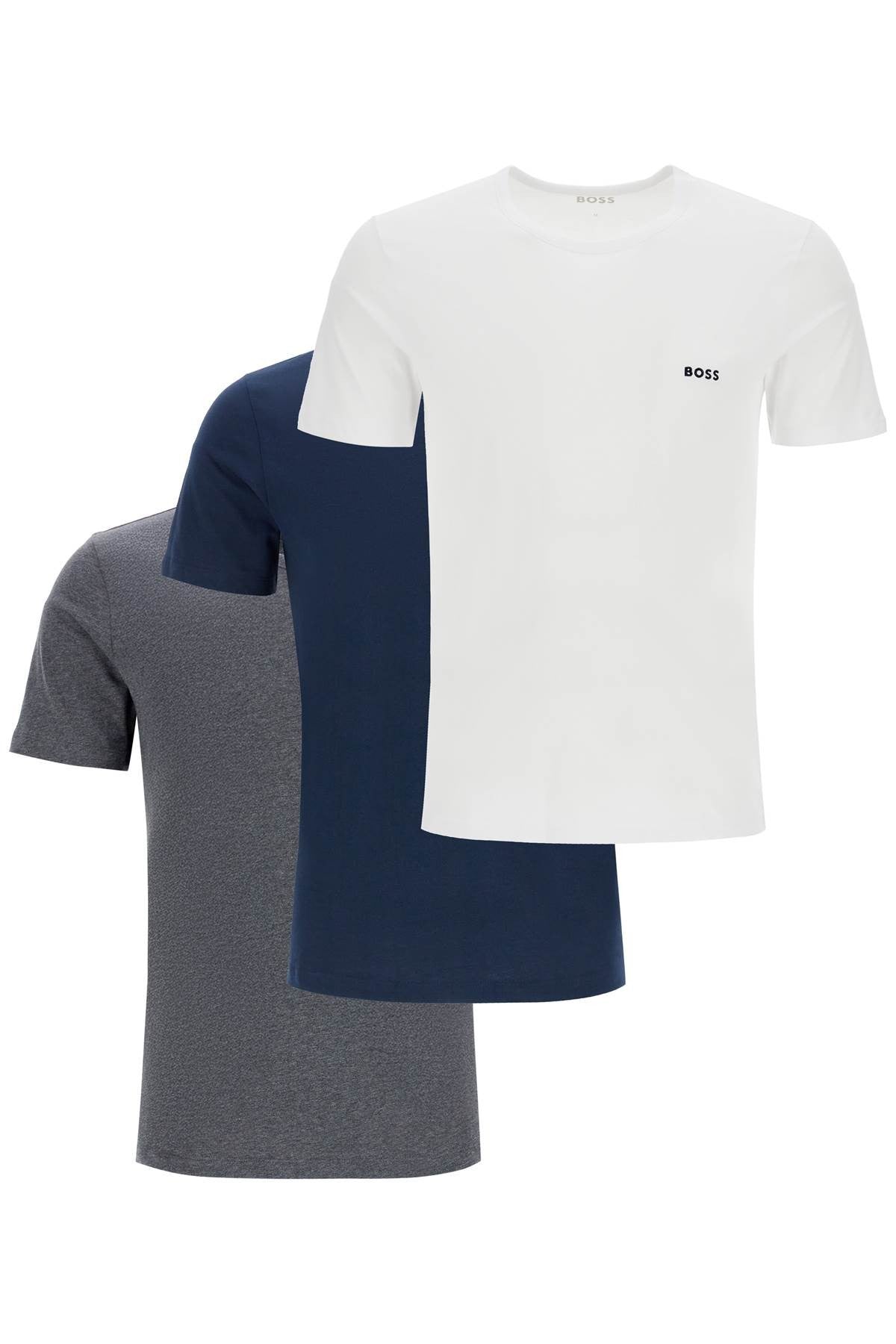 short sleeve regular fit dark blue cotton t-shirt with embroidered logo