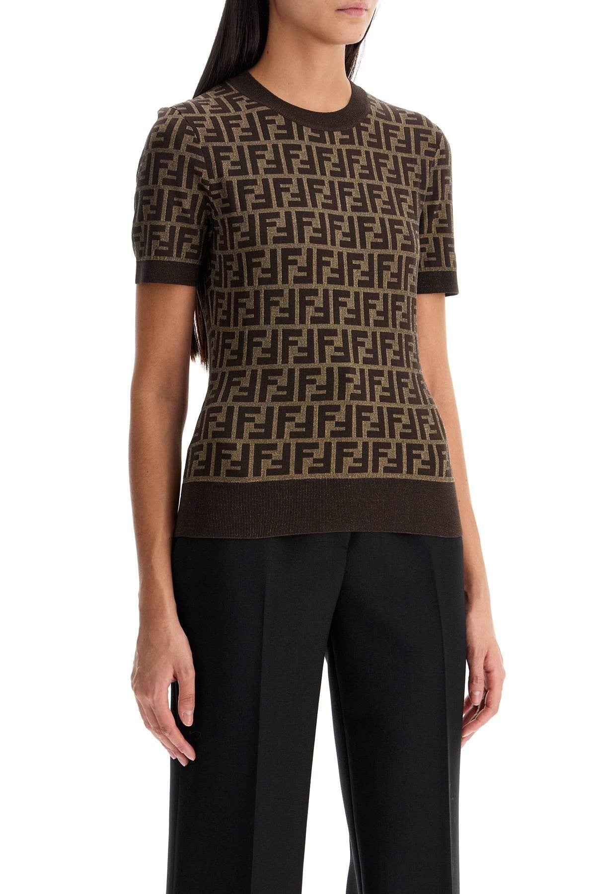 Short-Sleeved Knit Top With Ff