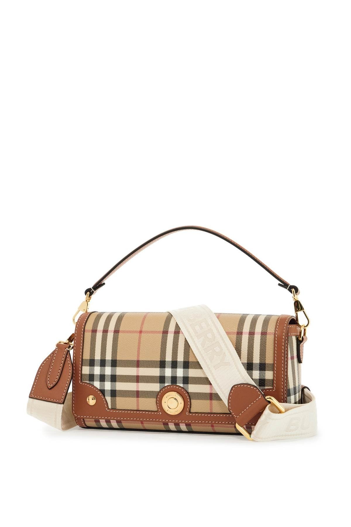 'shoulder bag with check pattern notes