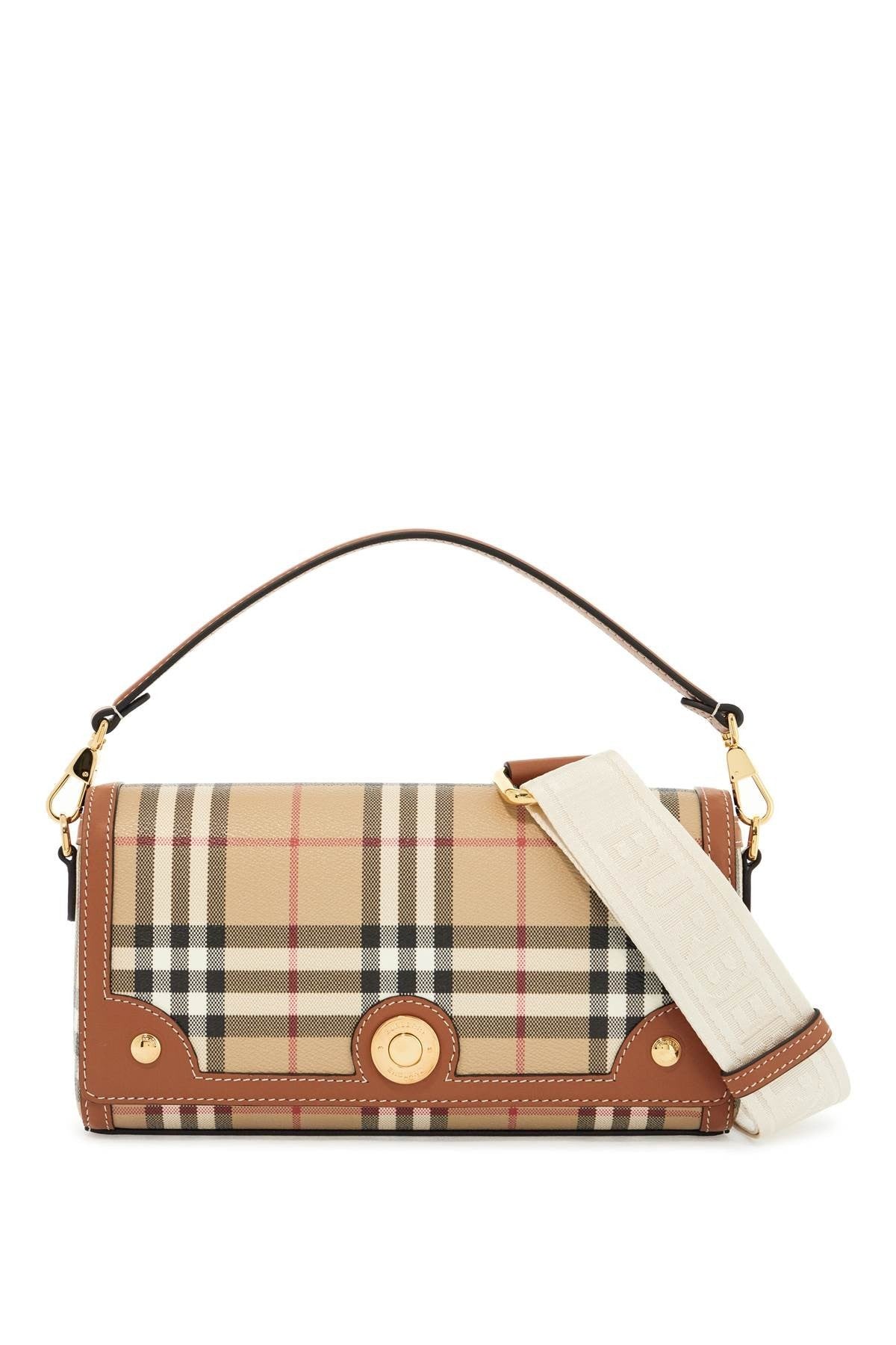 'shoulder bag with check pattern notes