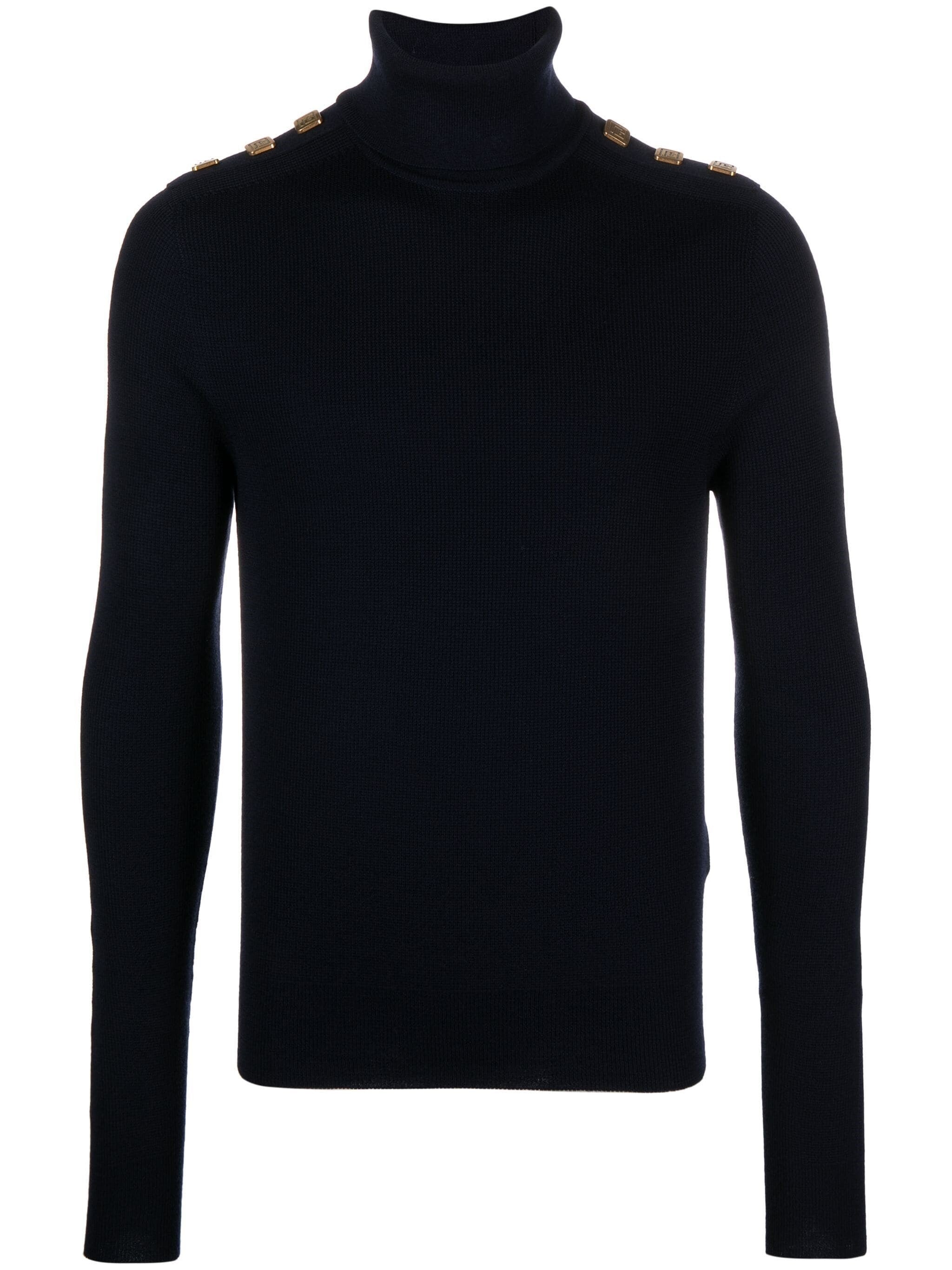 Shoulder Buttoned Turtleneck