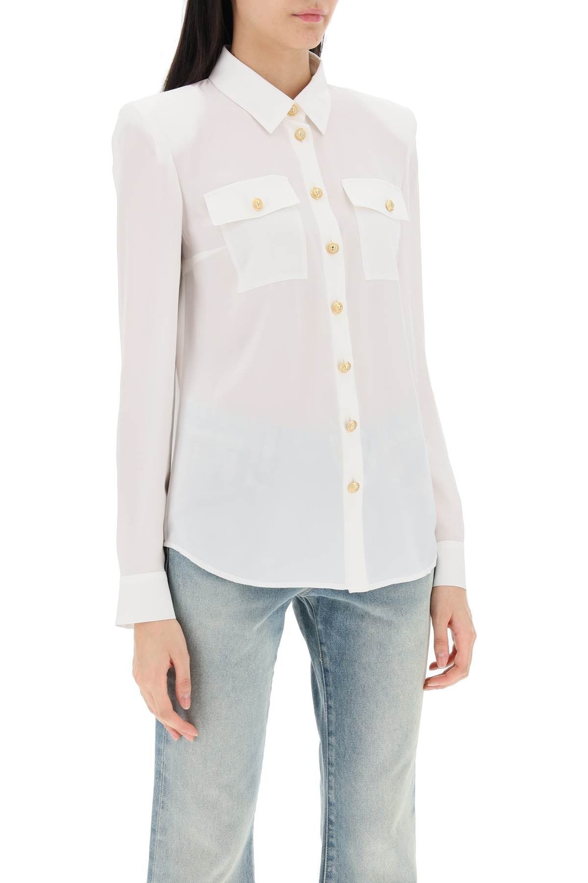 Silk Shirt With Padded Shoulders