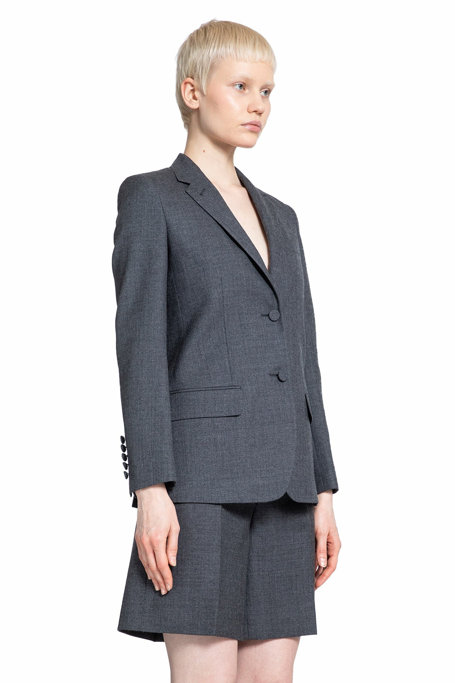 Single-Breasted Wool Grisaille Blazer