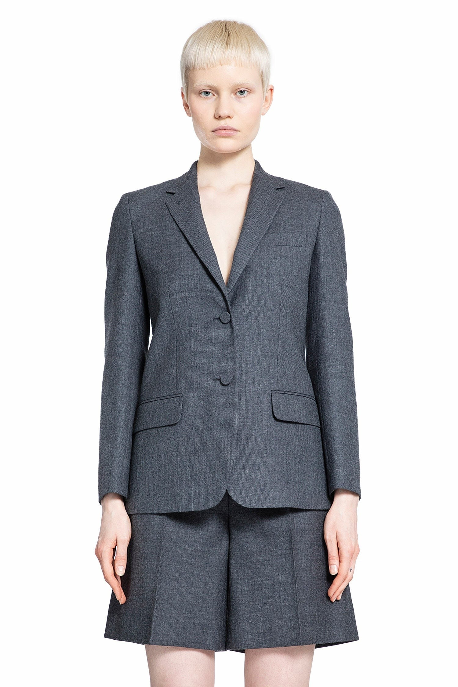 Single-Breasted Wool Grisaille Blazer